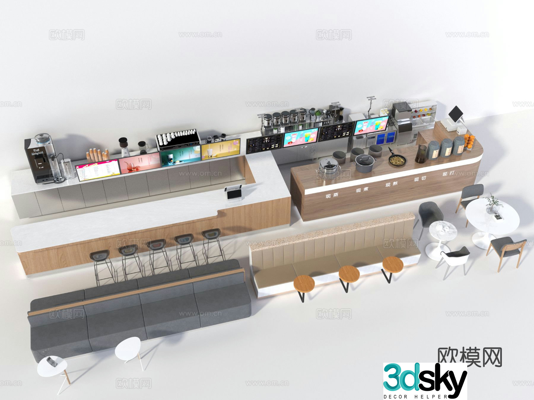 Milk tea shop operation table workbench 3d model