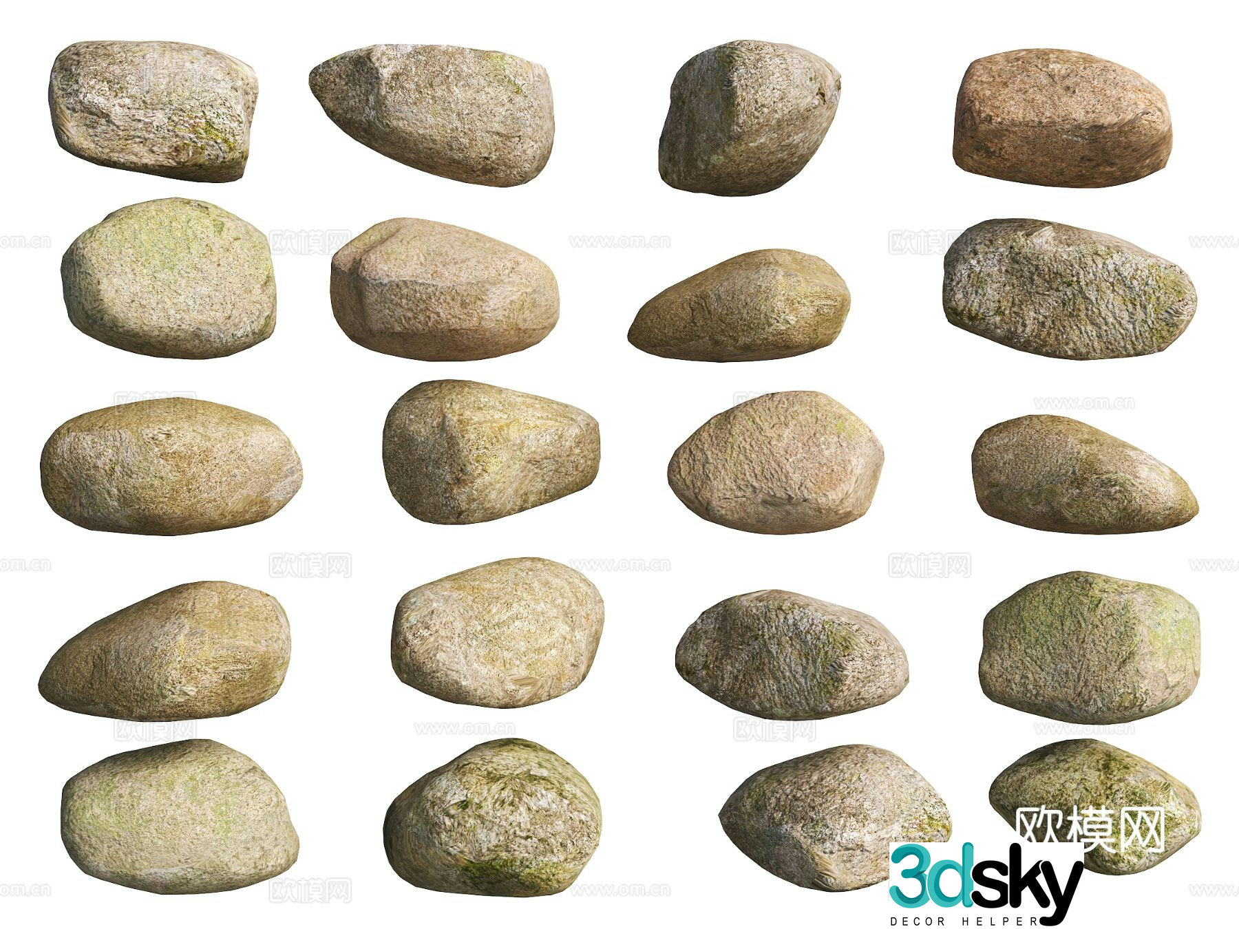 stone stream stone rock landscape stone landscape stone 3d model
