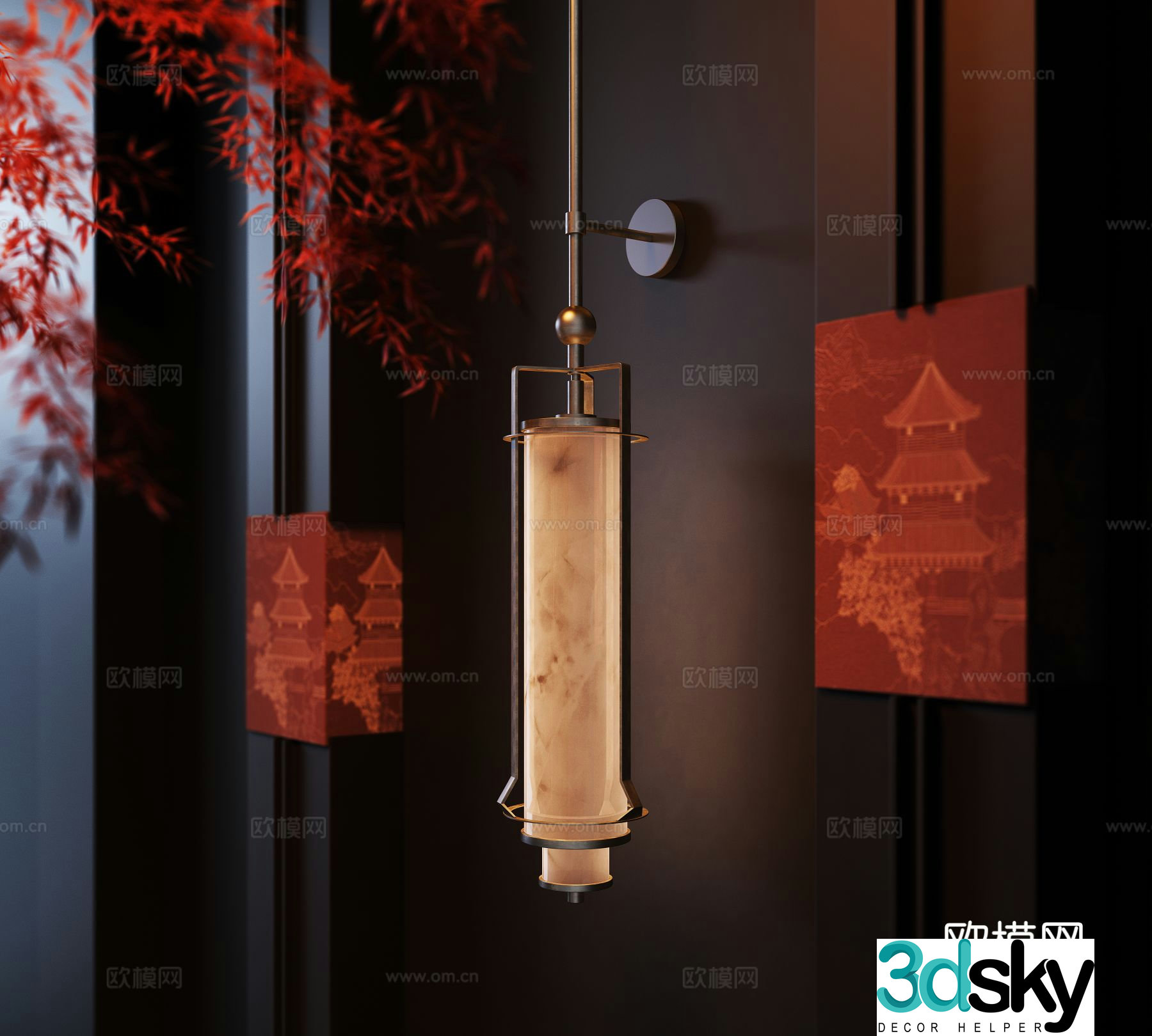 New Chinese style wall lamp marble wall lamp 3d model