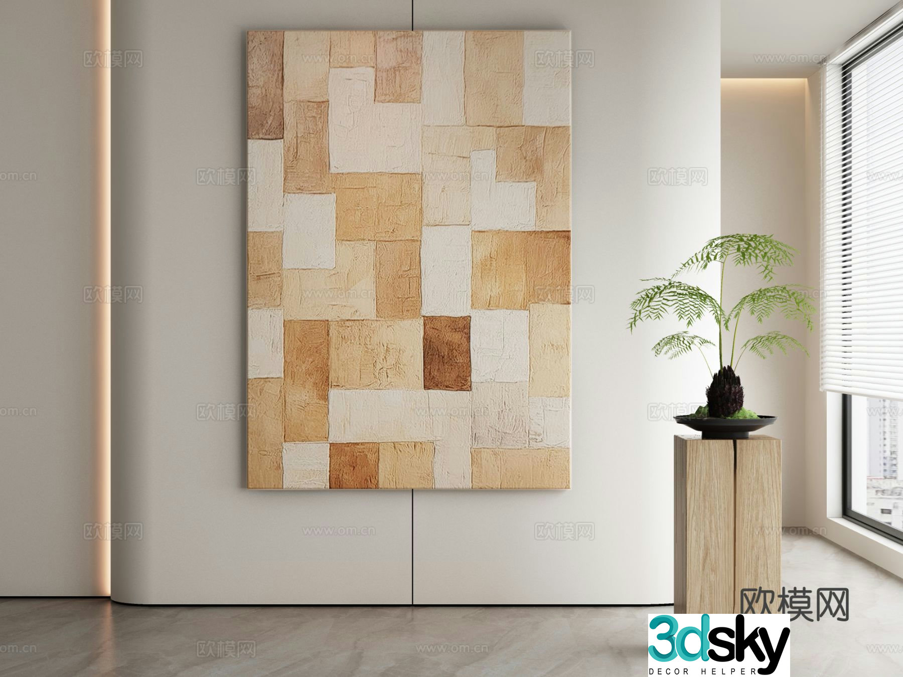 Modern texture painting decorative painting 3d model