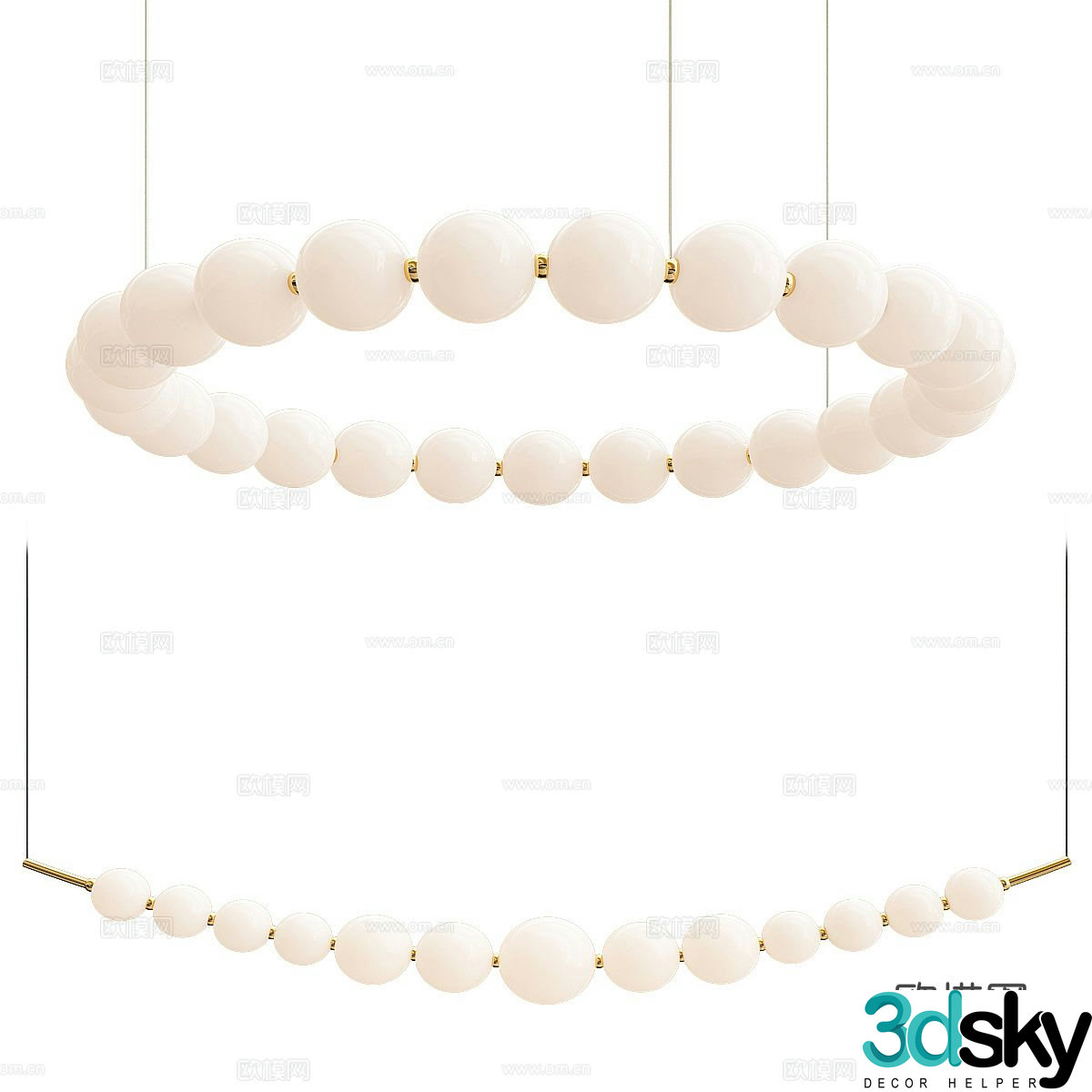 Cream style chandelier ring chandelier 3d model