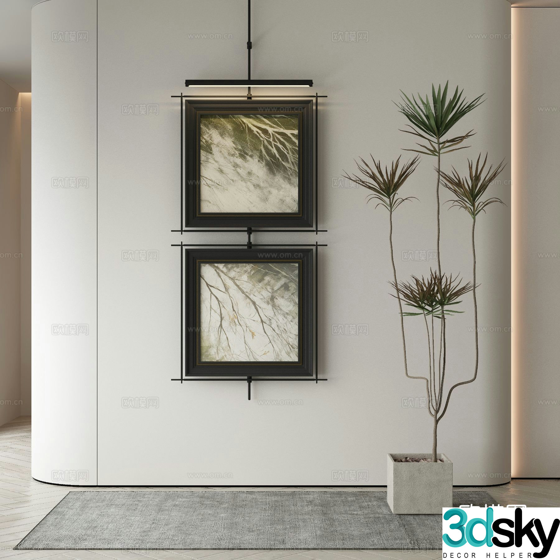 Modern texture painting decorative painting 3d model