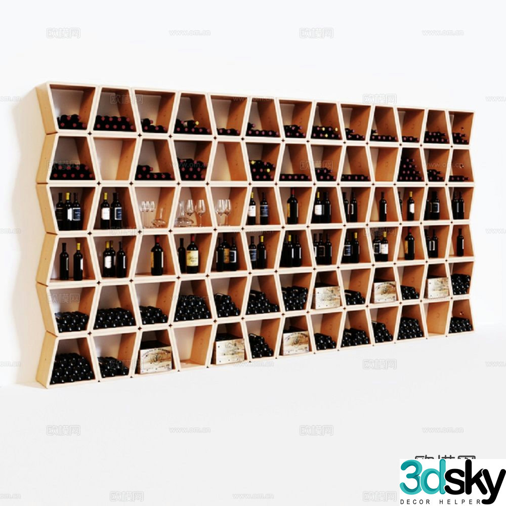 European style wine cabinet constant temperature wine cabinet 3D model