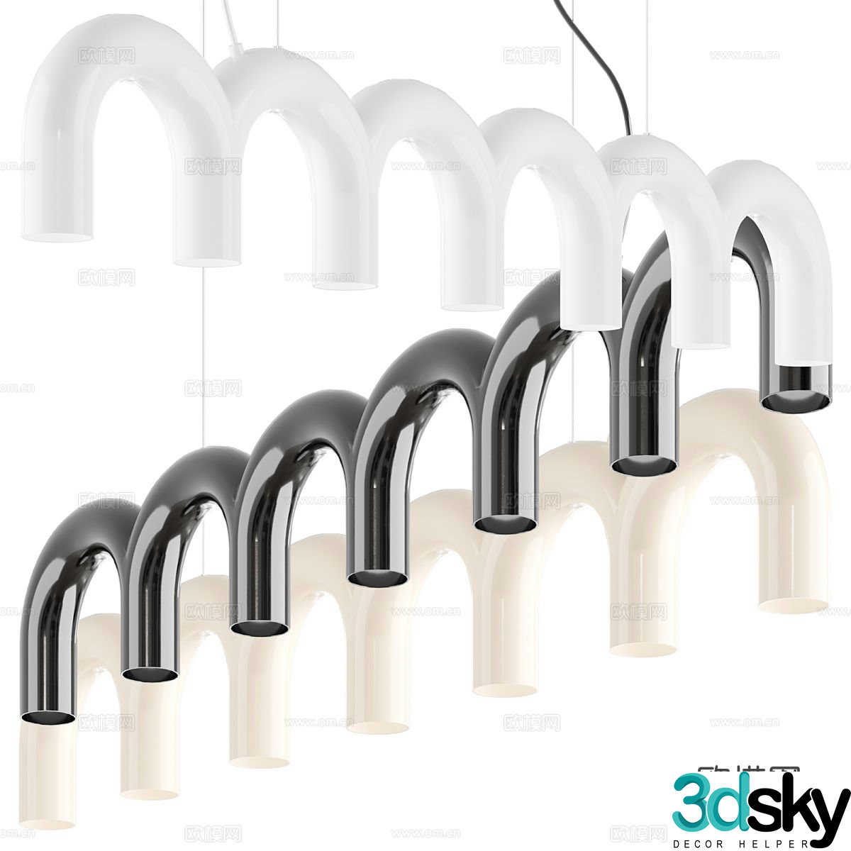 Creative chandelier U-shaped chandelier hall chandelier 3D model