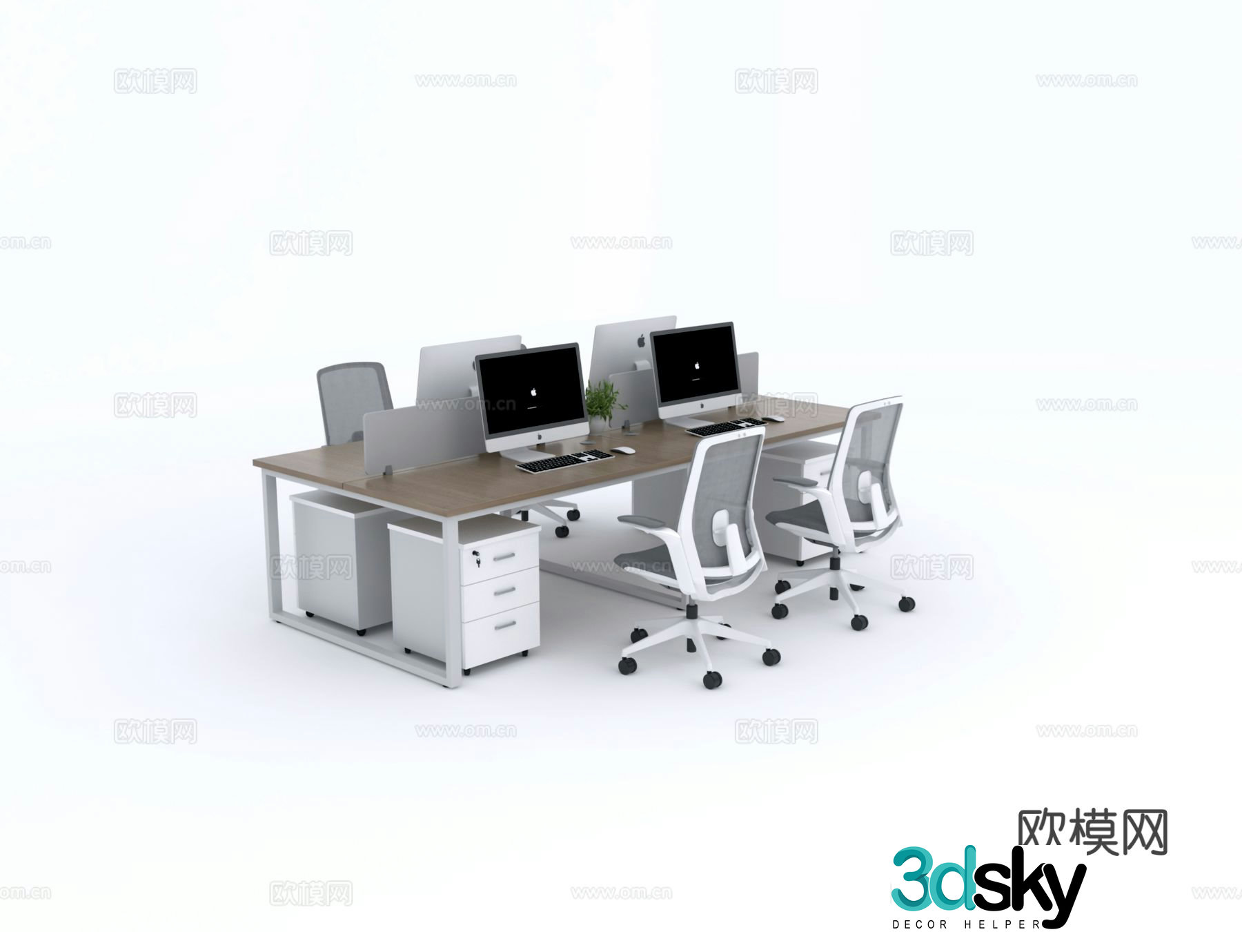 computer desk office desk 3d model
