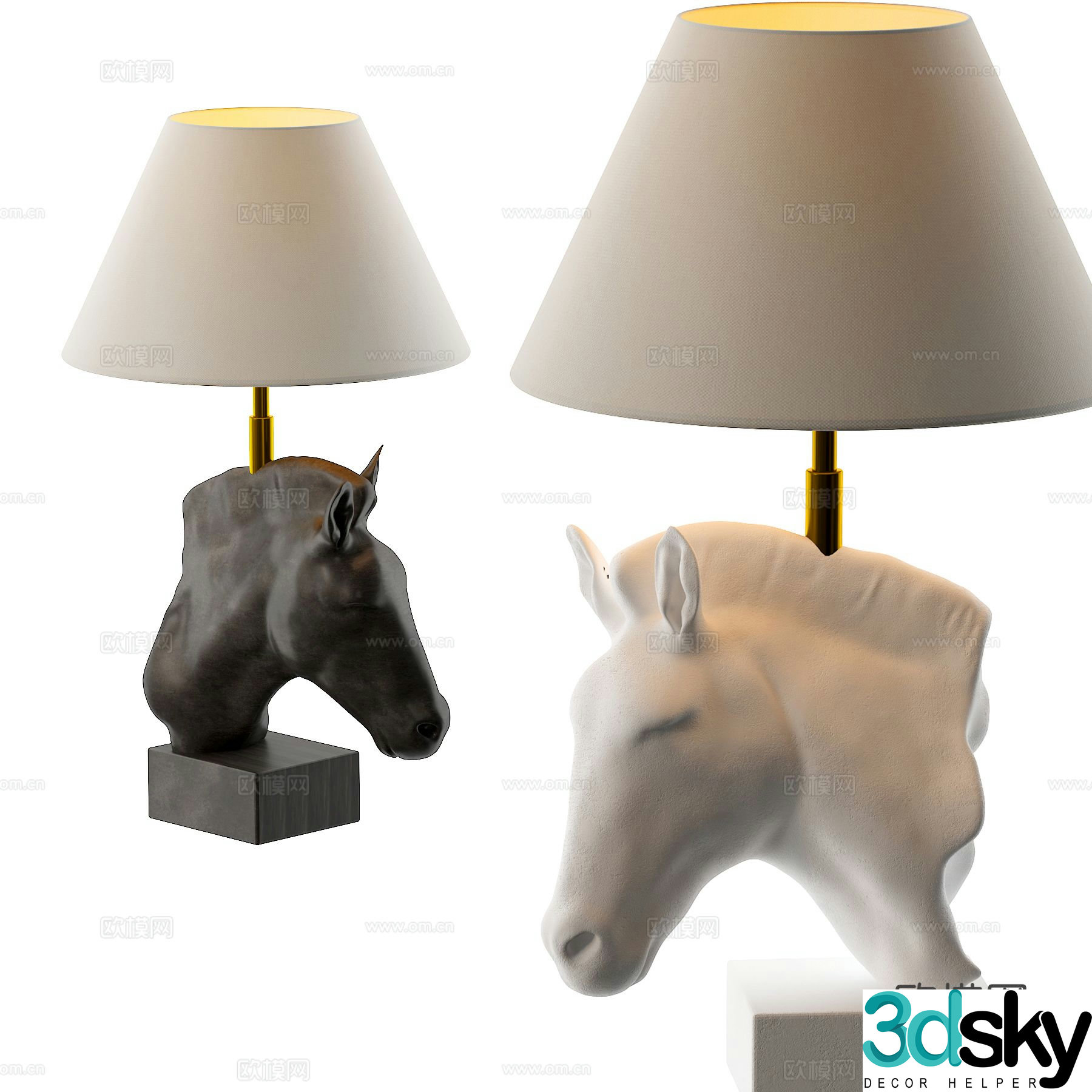 Medieval style table lamp creative horse head table lamp personalized table lamp 3D model