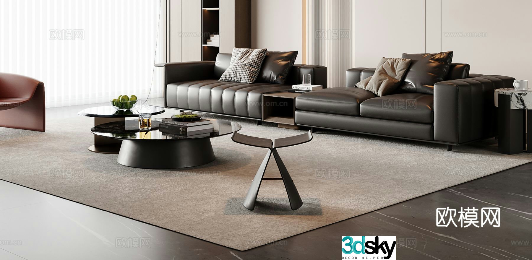 Italian sofa coffee table modular sofa 3d model