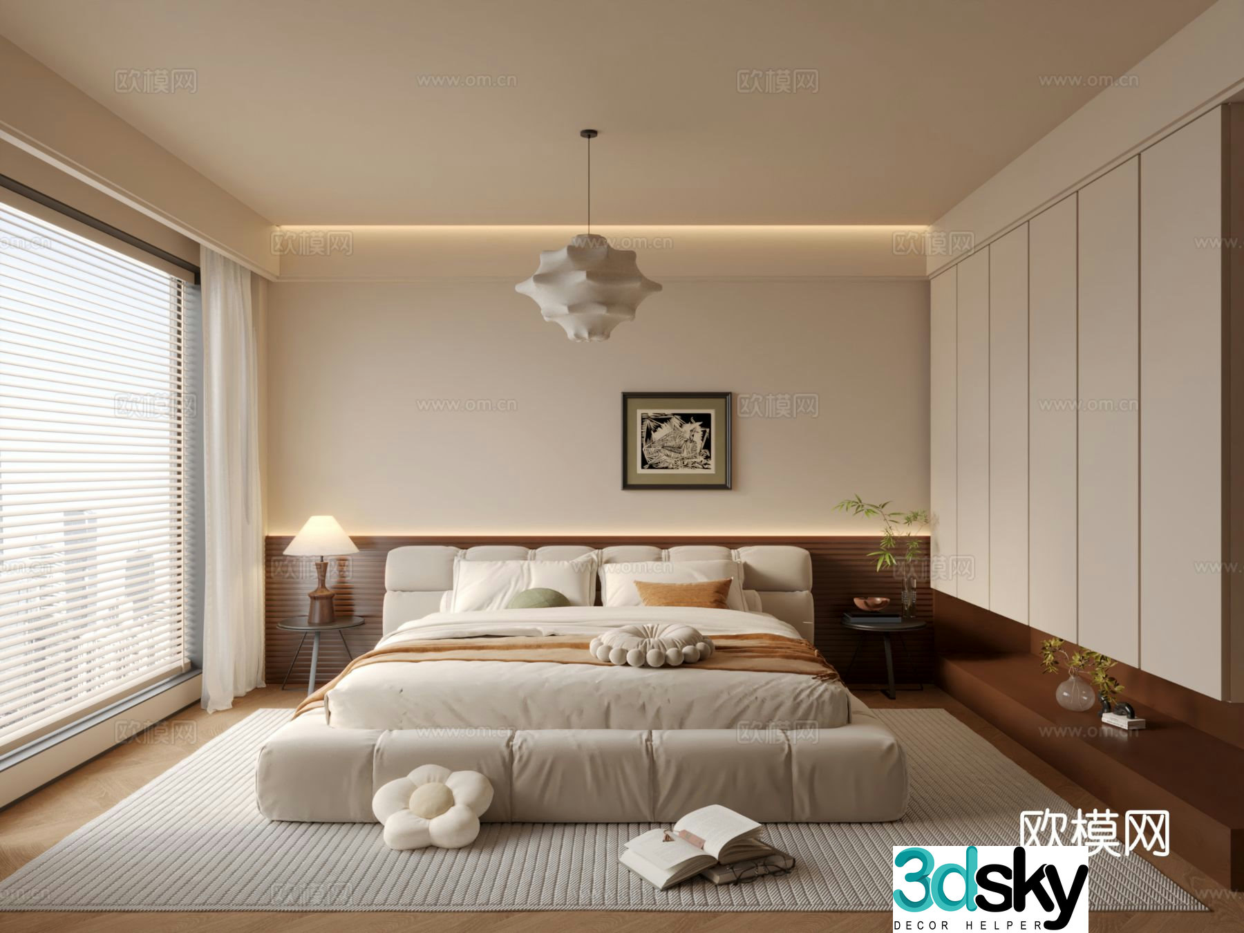 Cream style bedroom master bedroom 3d model