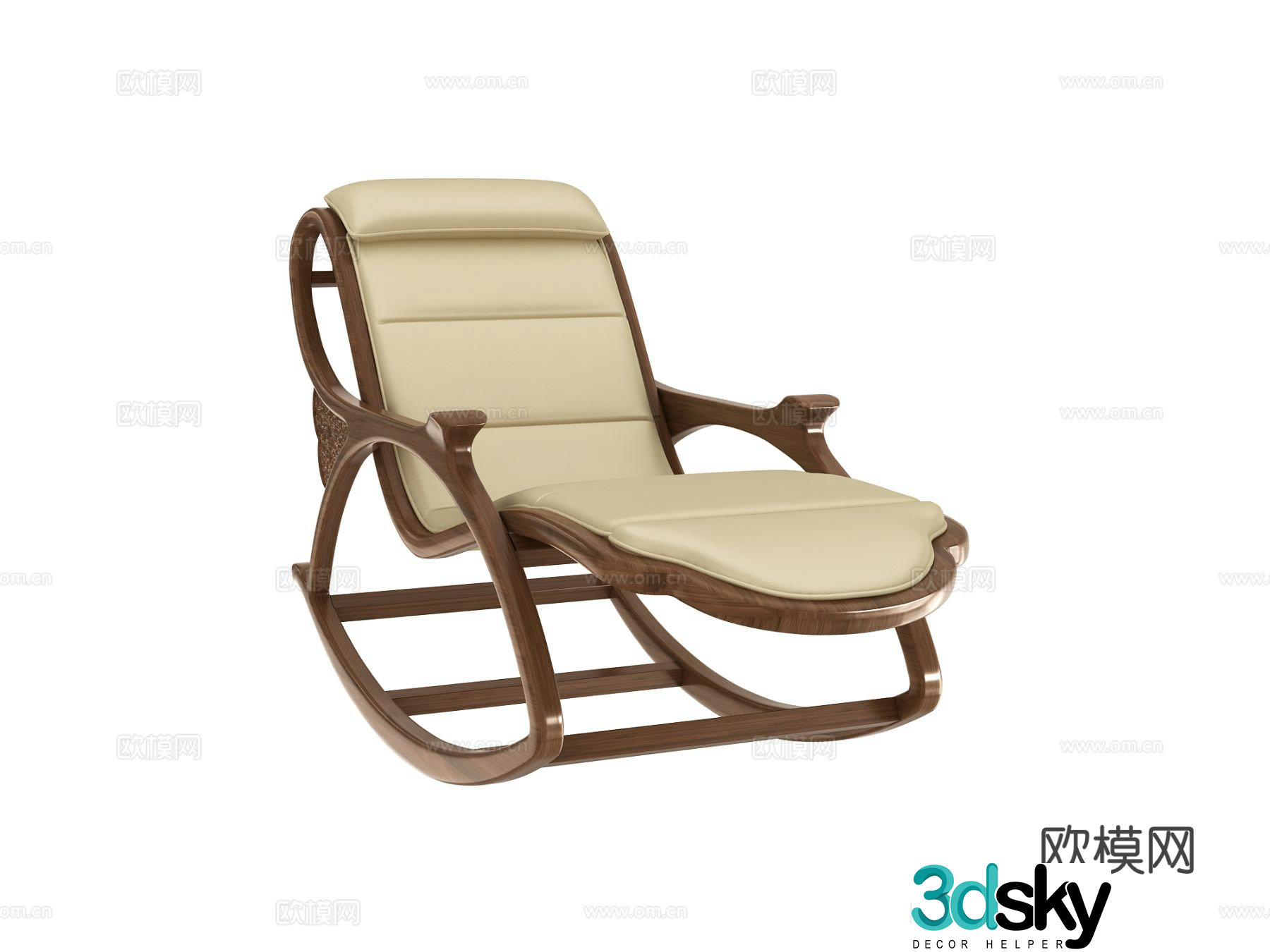 New Chinese style leisure chair rocking chair 3d model