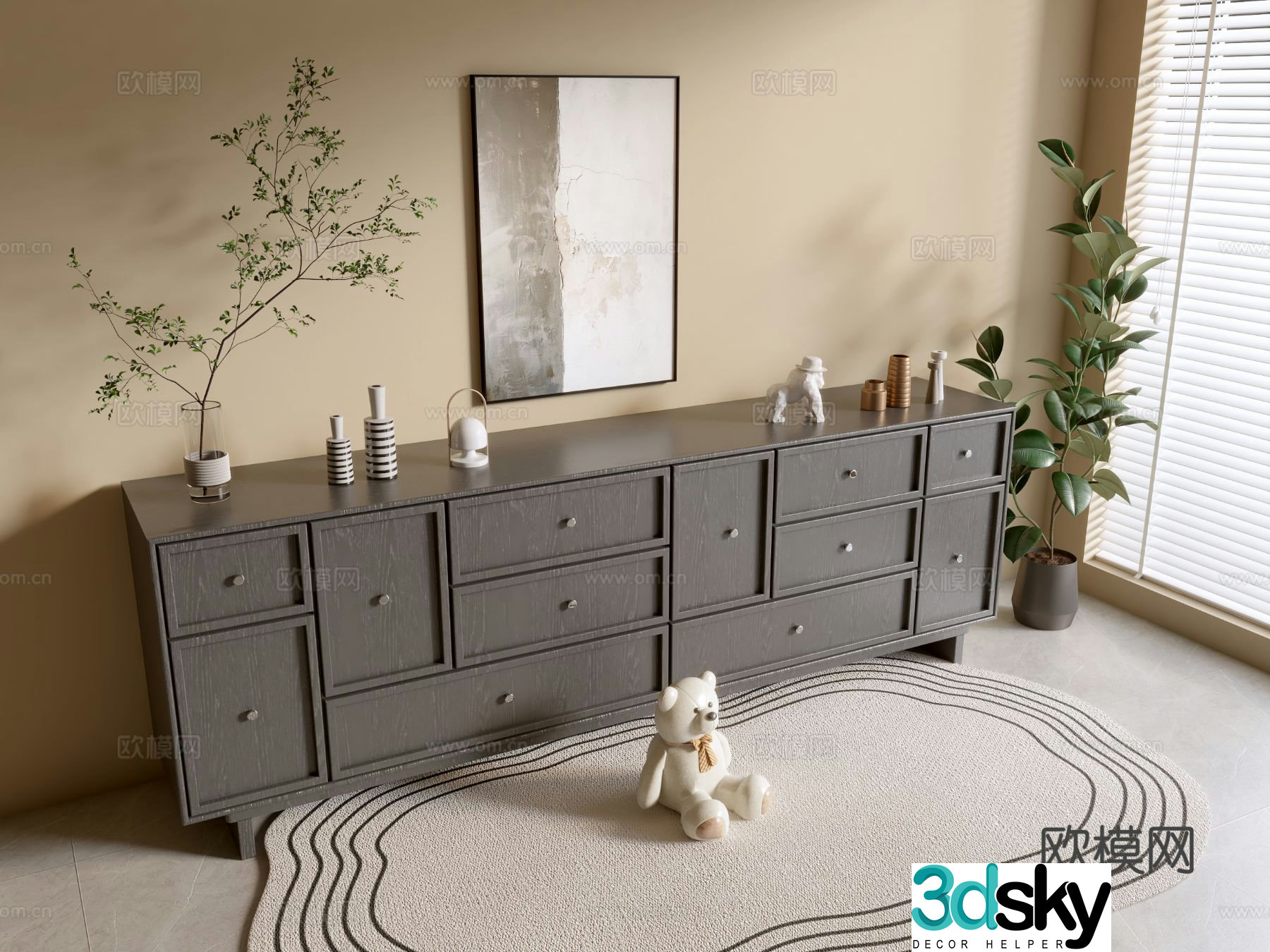 Modern chest of drawers side cabinet 3d model
