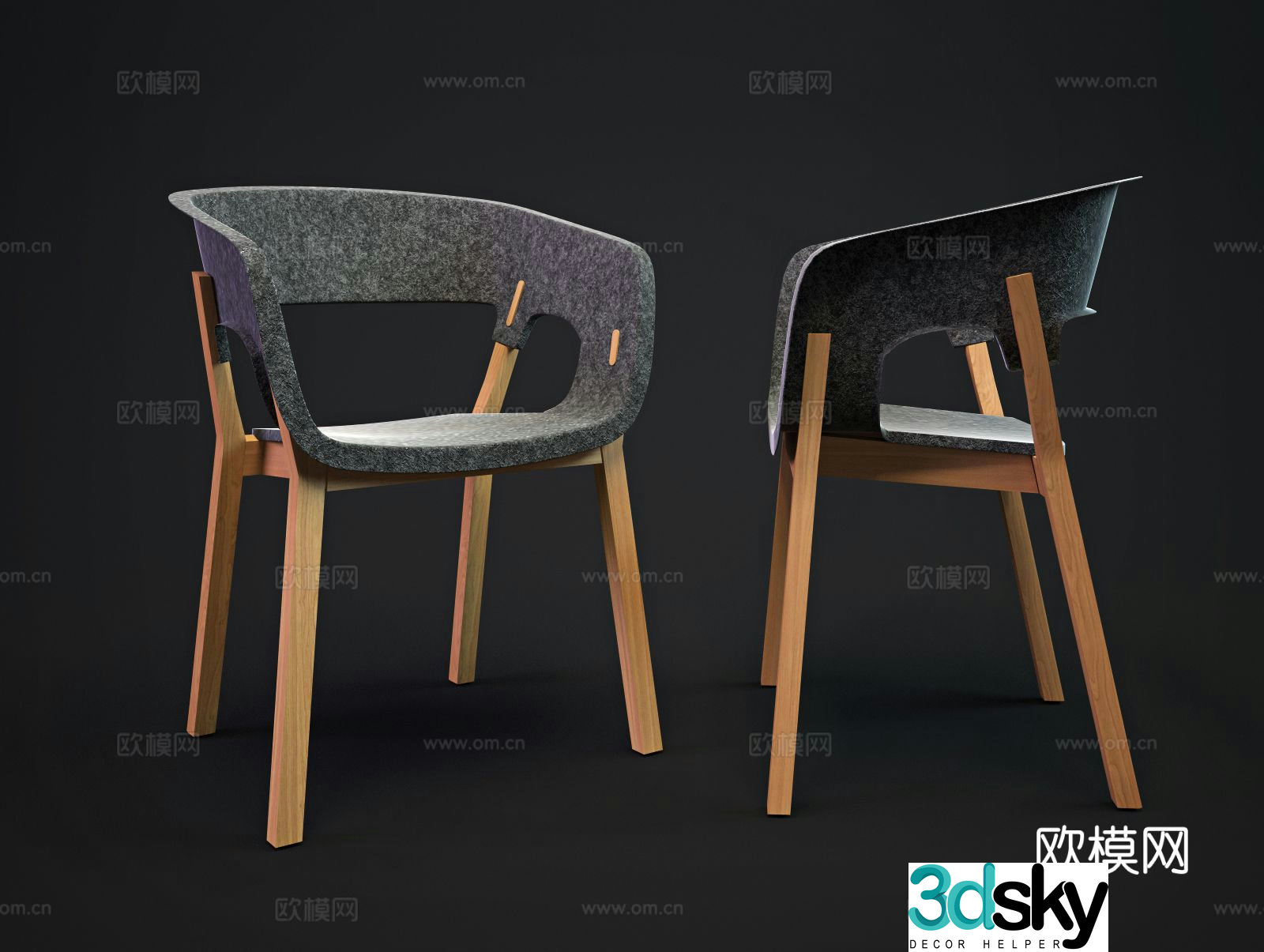 Nordic single chair chair leisure chair dining chair 3d model