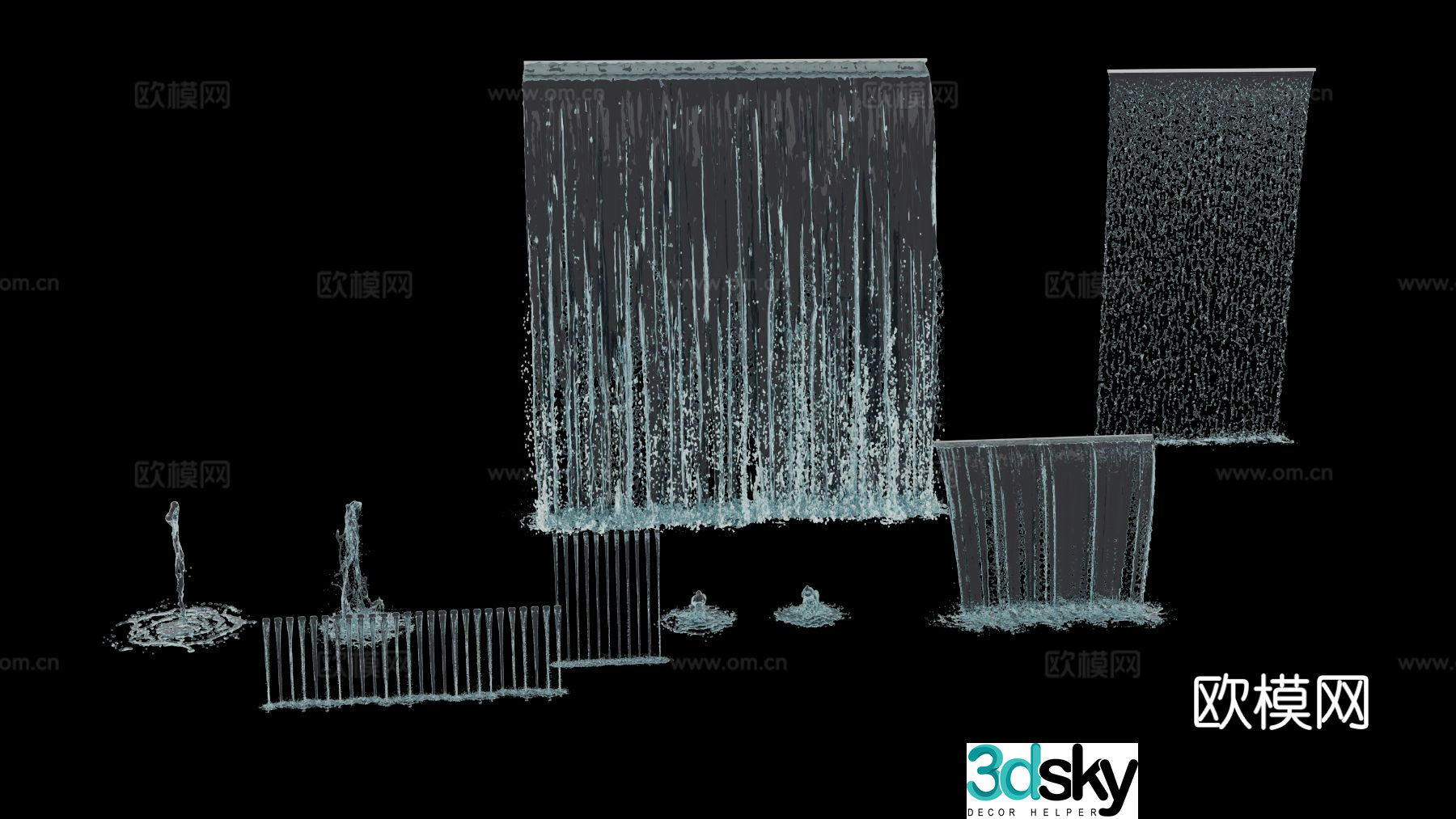waterscape fountain flowing water 3d model