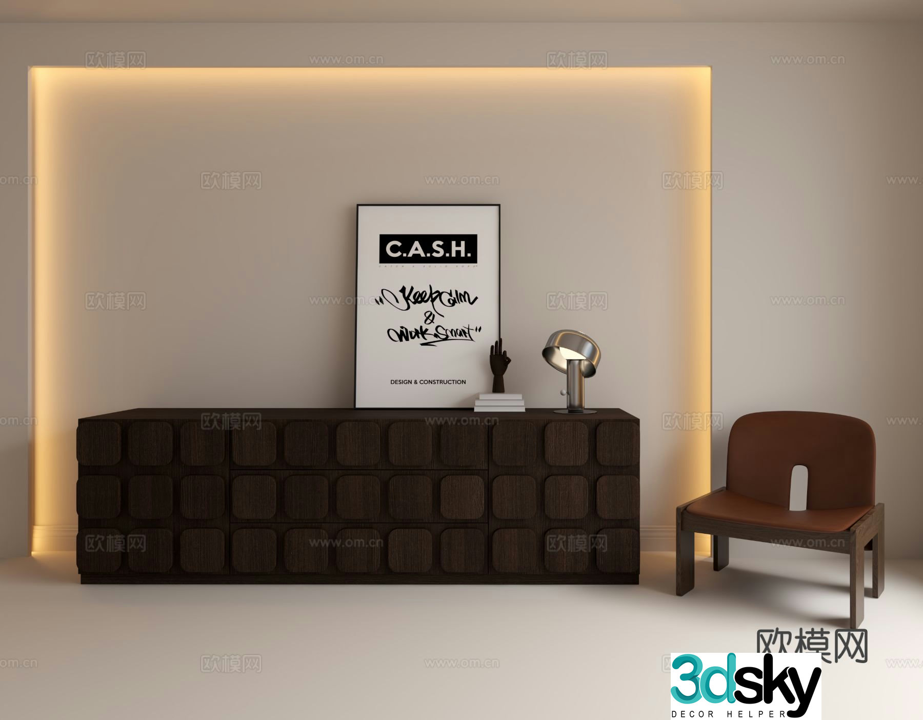 Medieval style TV cabinet side cabinet 3D model