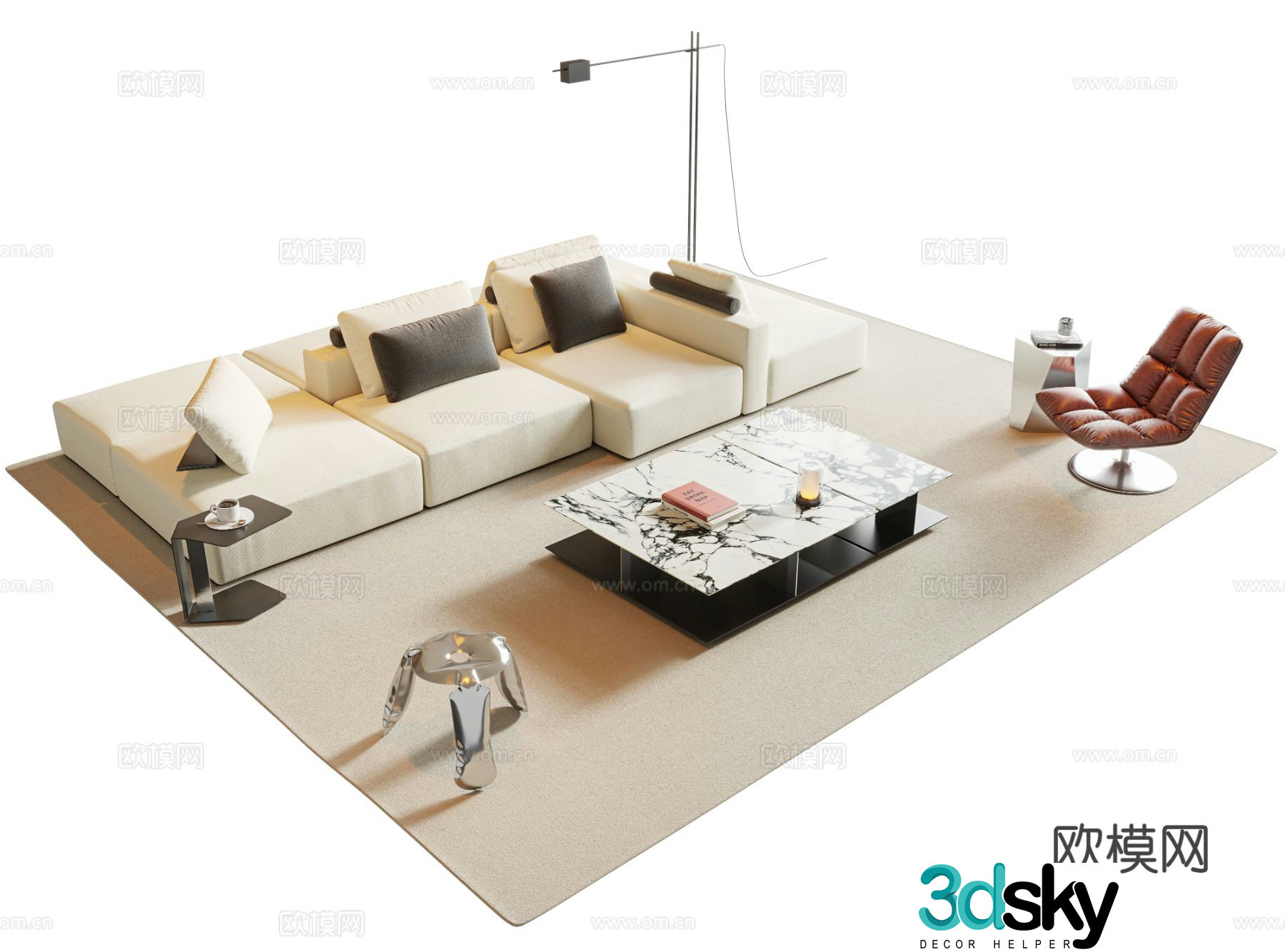 Modern sectional sofa 3d model