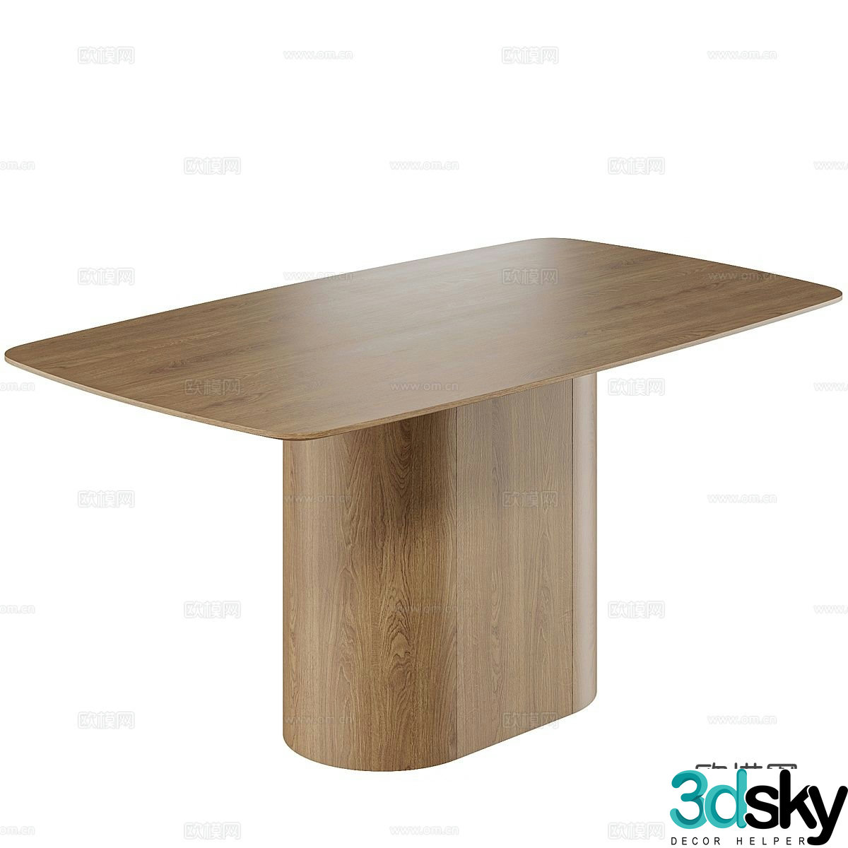 Log dining table 3d model