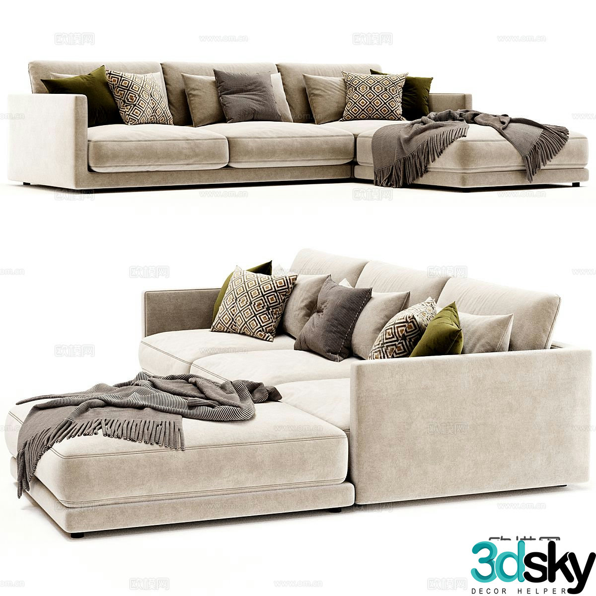 Multi-person sofa corner sofa 3d model