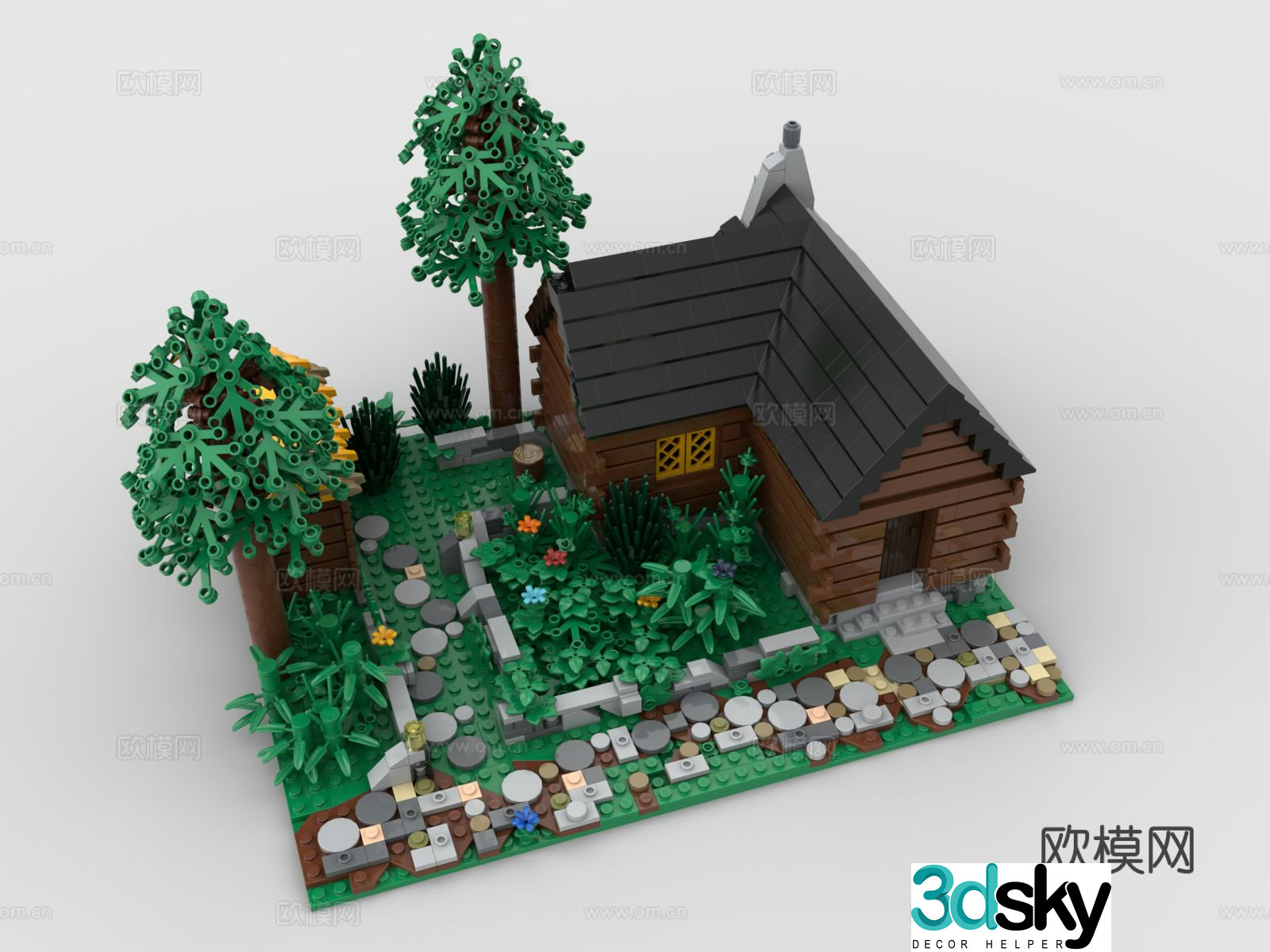 LEGO LEGO toys building blocks forest wooden house toy 3d model
