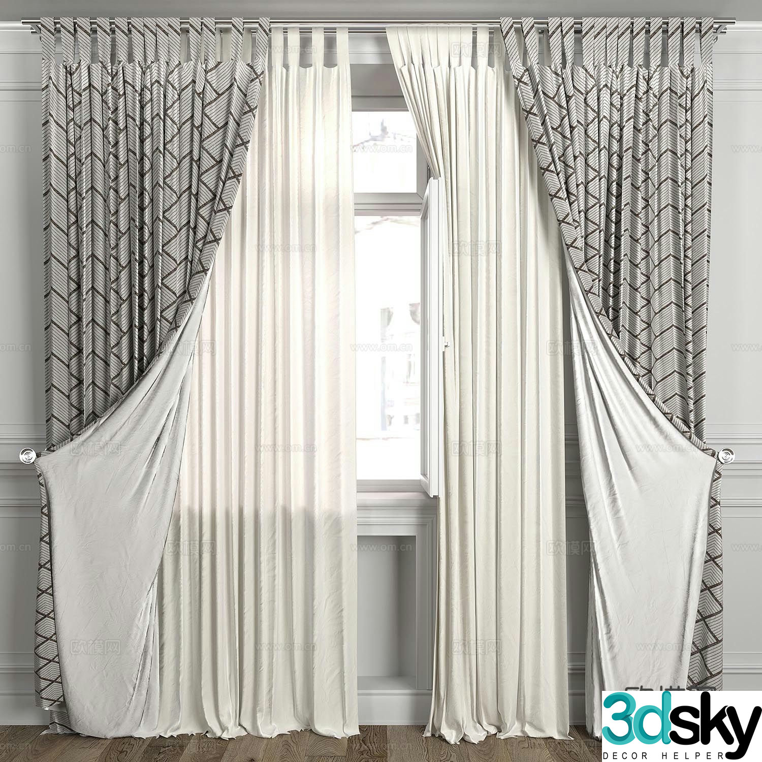 Curtains Window Screen 3d model