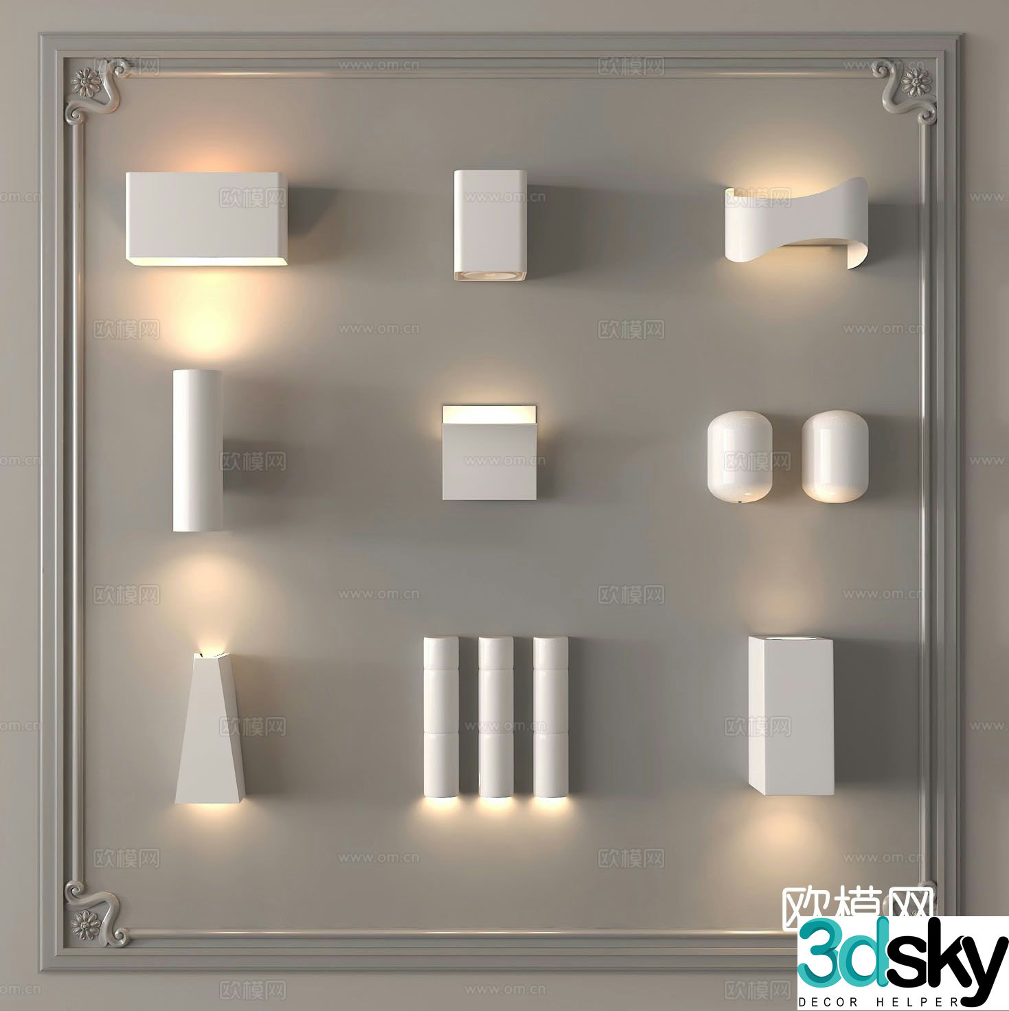 Cream style wall lamp ambient light 3d model