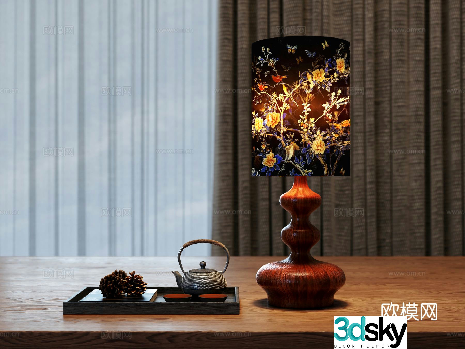 Medieval style desk lamp retro desk lamp 3d model