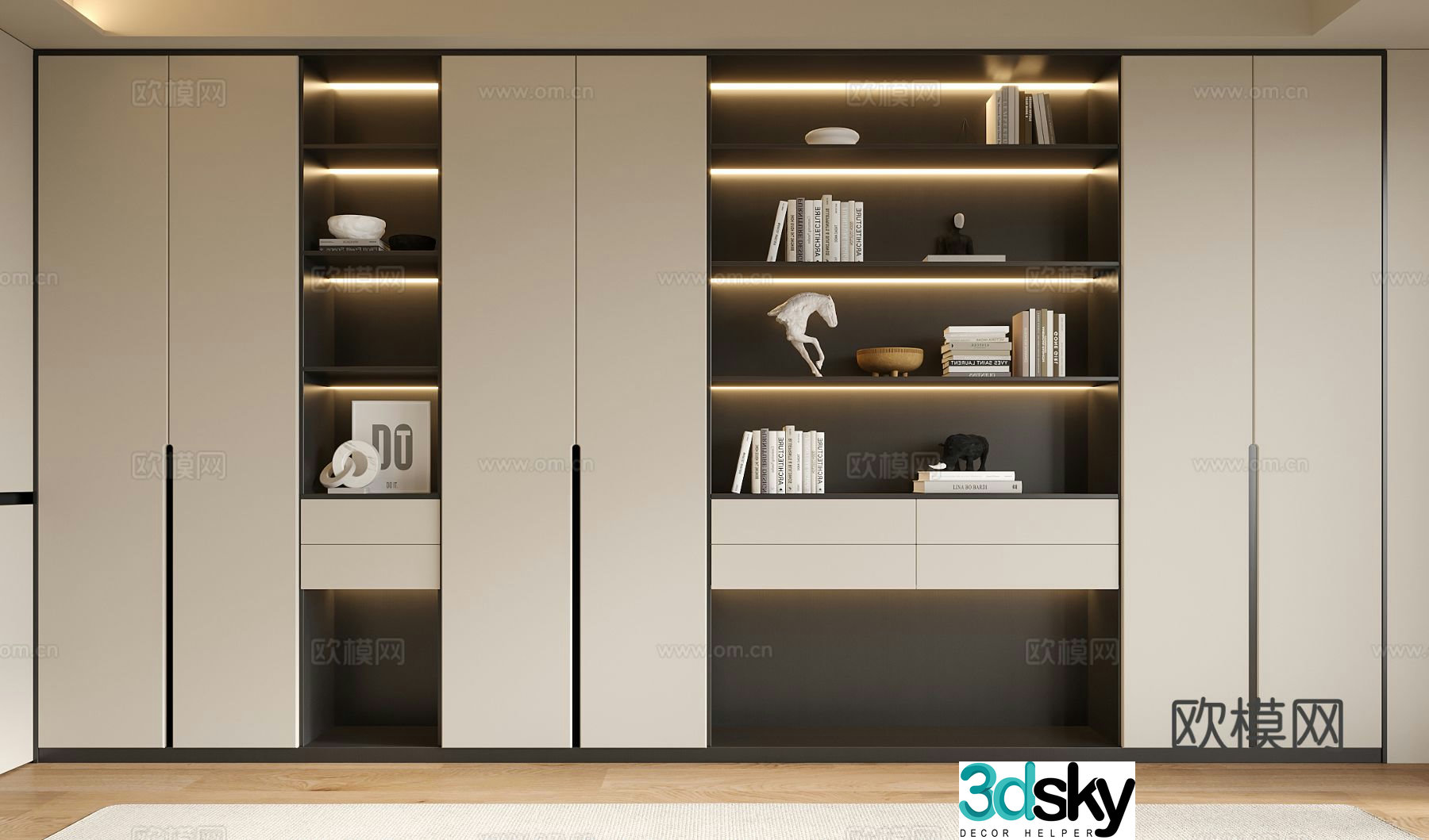 Modern bookcase bookshelf 3d model