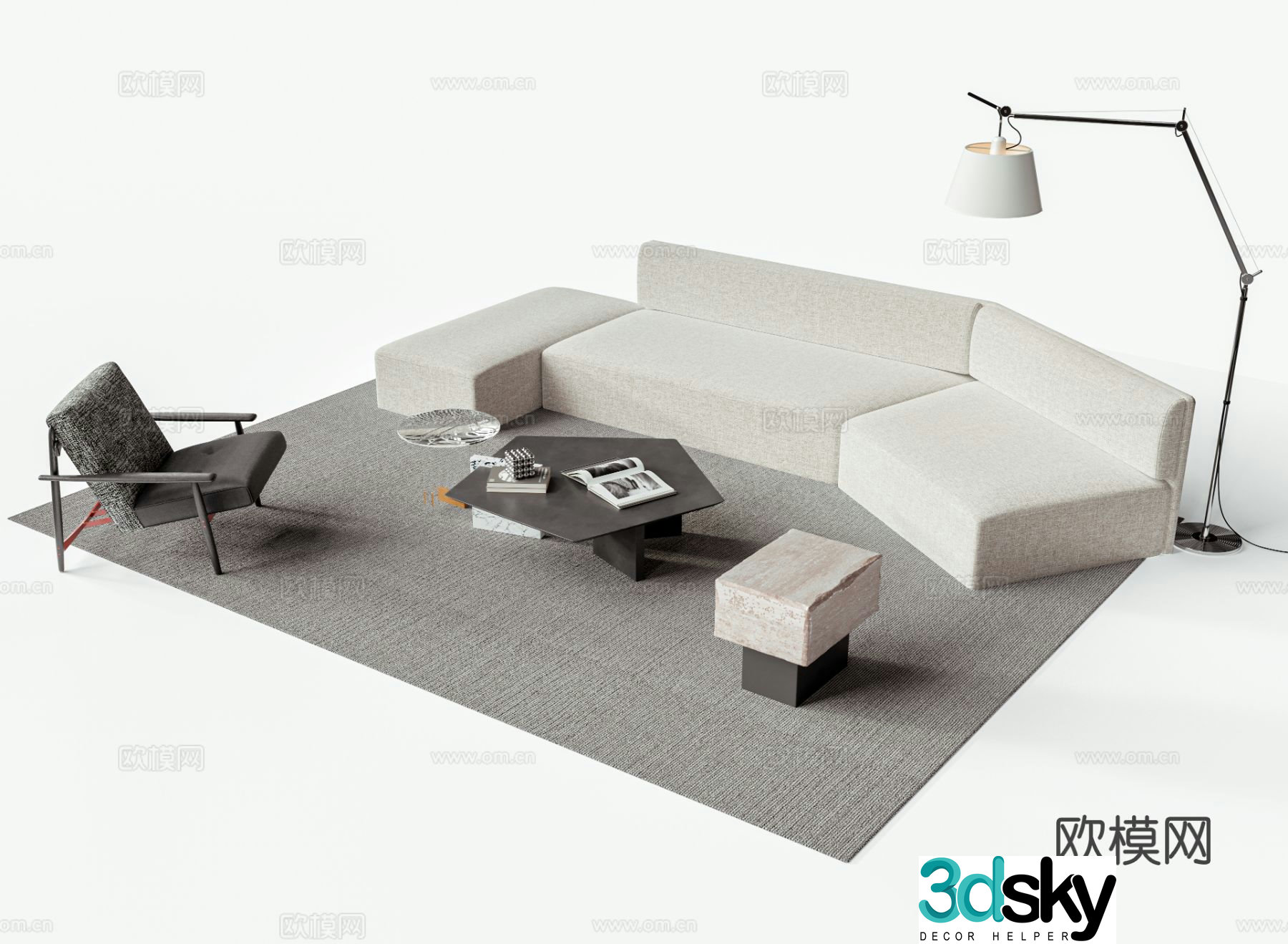 Modern sectional sofa 3d model