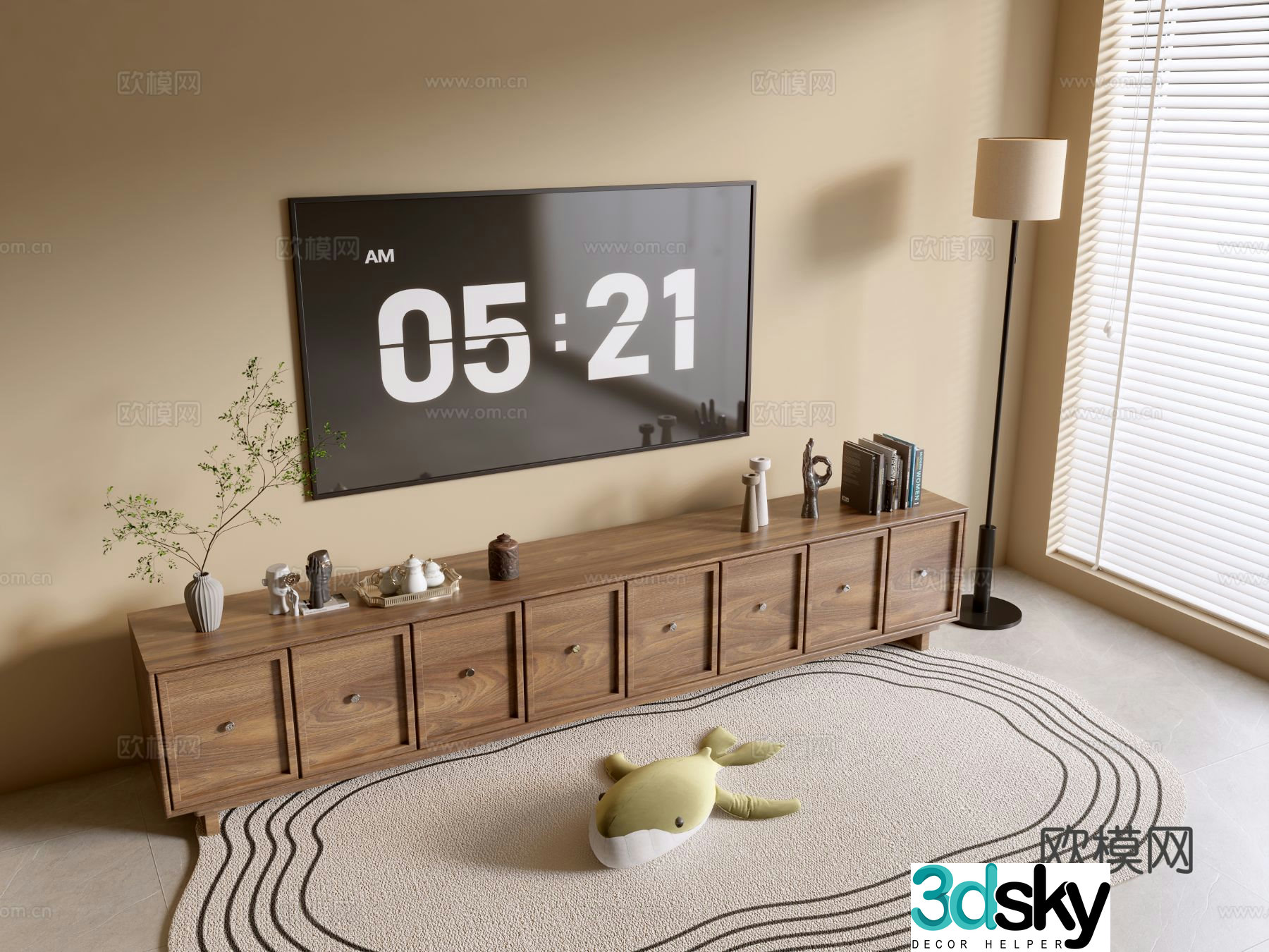 Medieval style TV cabinet wood grain TV cabinet base cabinet 3D model