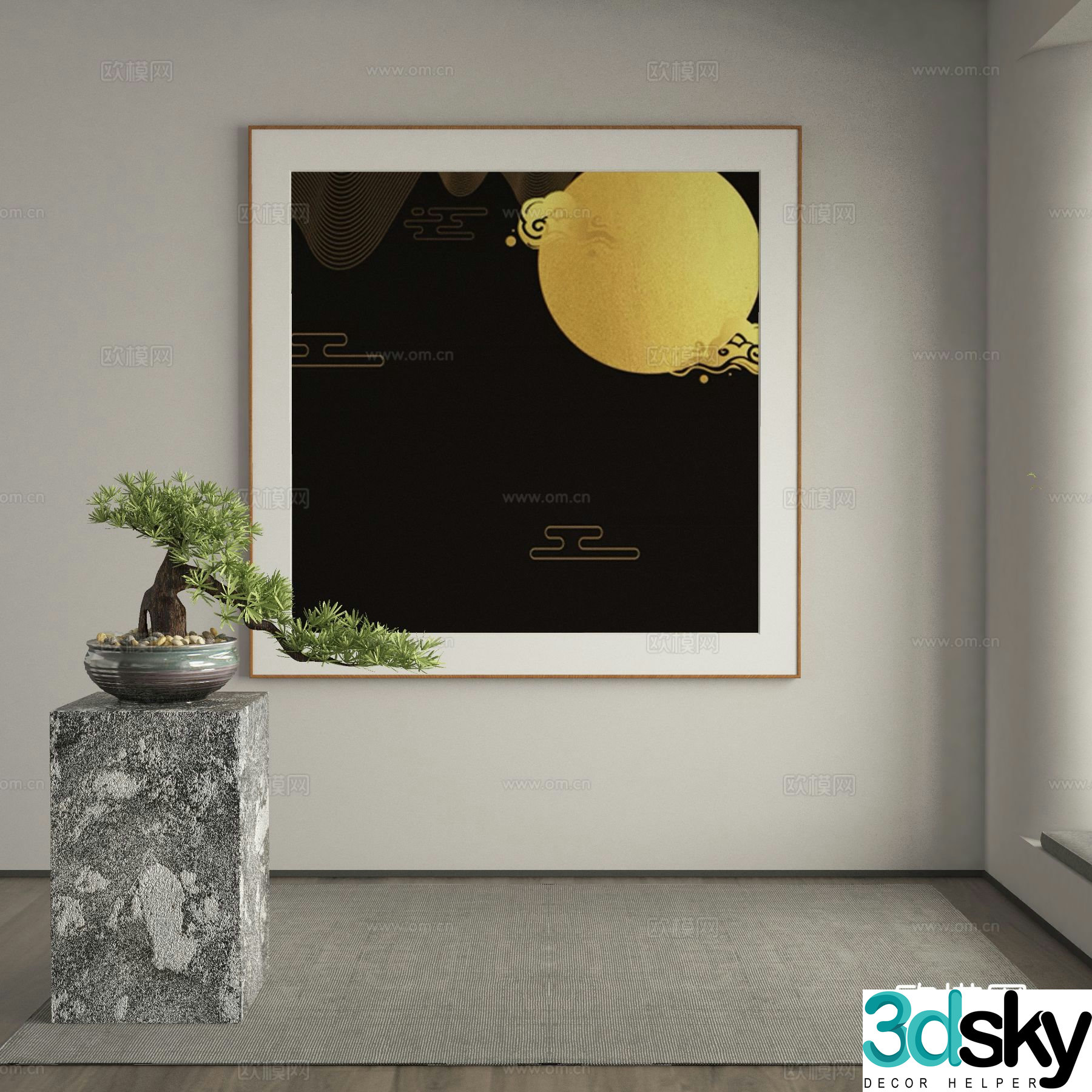 New Chinese style art painting decorative painting 3d model