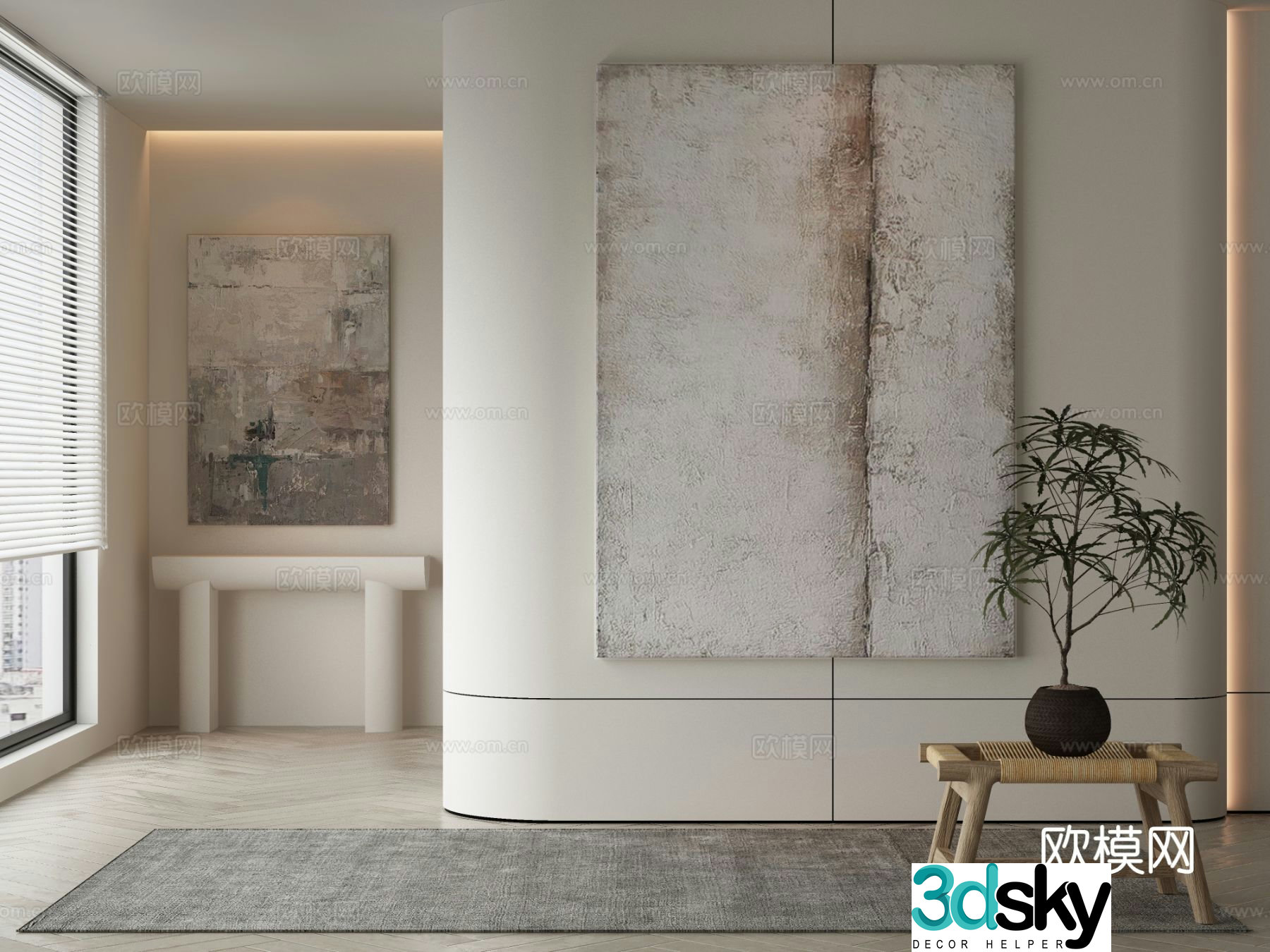Modern texture painting decorative painting 3d model