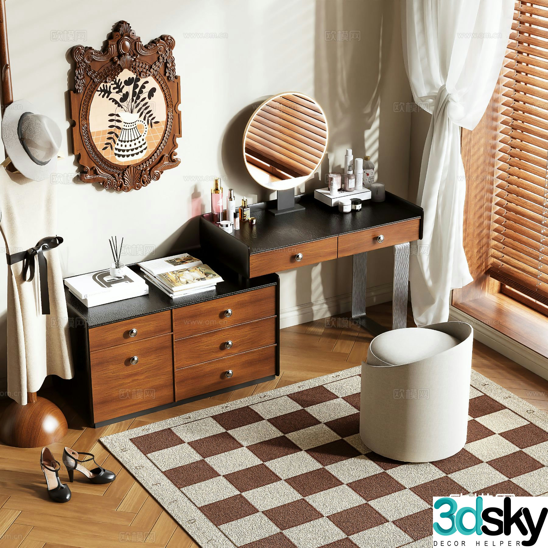 Medieval style dressing table 3d model