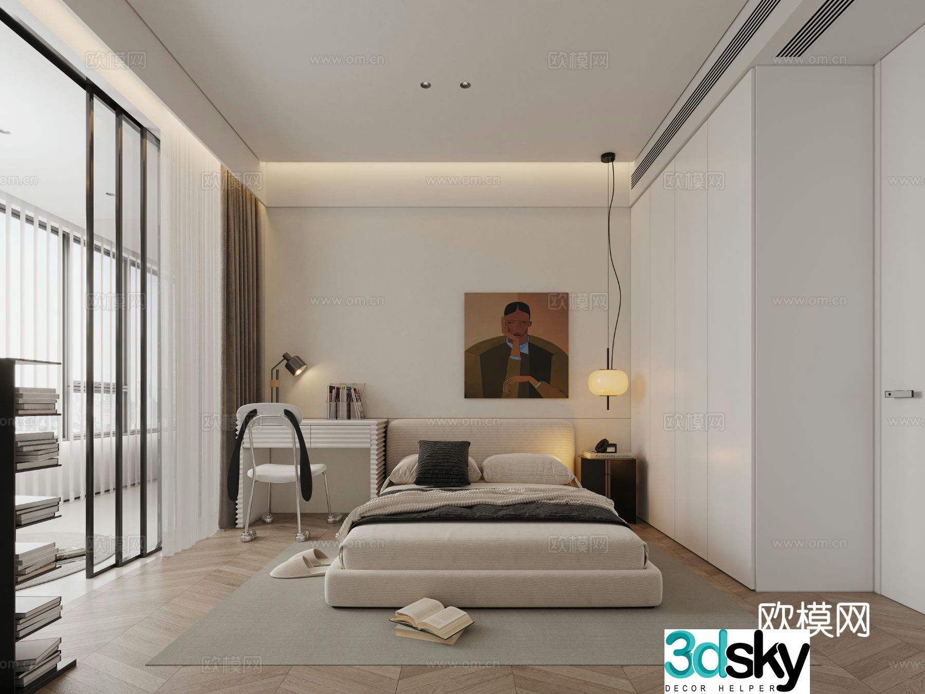Modern bedroom master bedroom 3d model