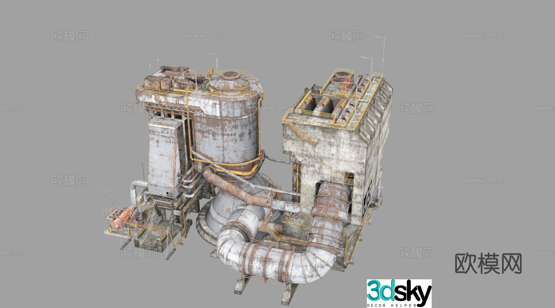 Chemical plant equipment industrial factory parts 3d model