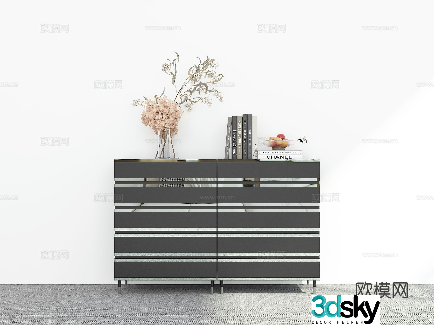 Modern chest of drawers side cabinet 3d model