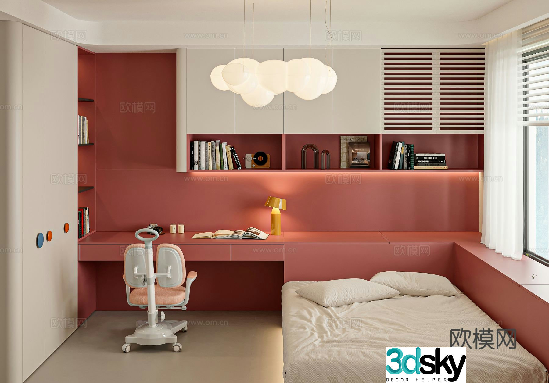 Modern girl’s room tatami children’s room 3d model
