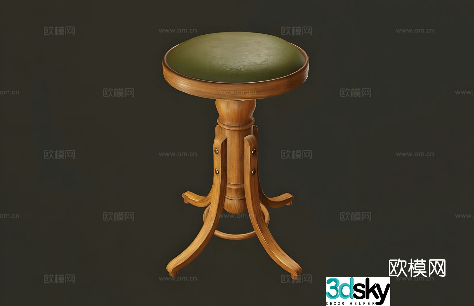 Medieval style stool old-fashioned stool round stool 3D model