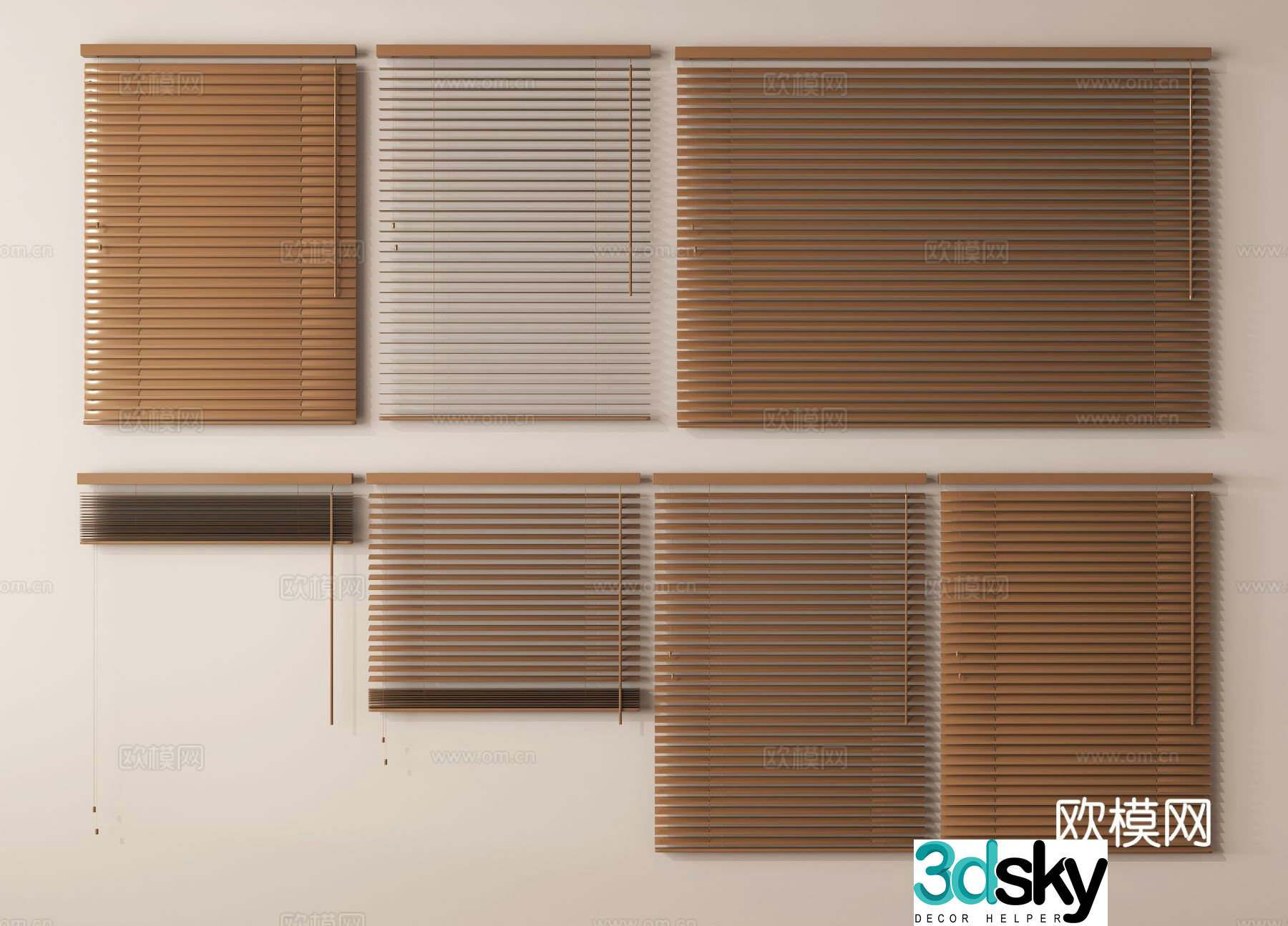 Modern curtains venetian blinds curtains blackout curtains 3d model