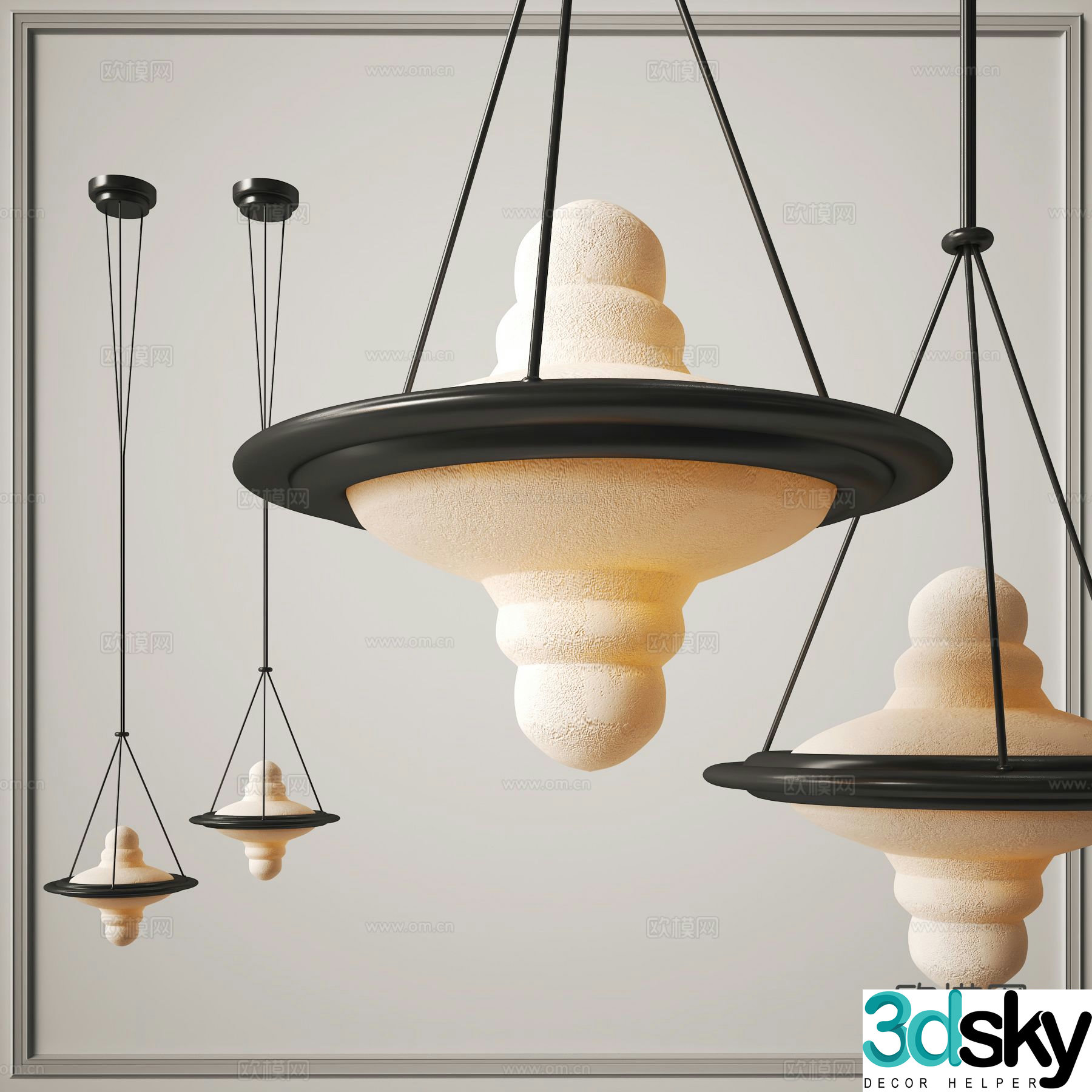 Wabi Sabi small chandelier bedside small chandelier 3d model