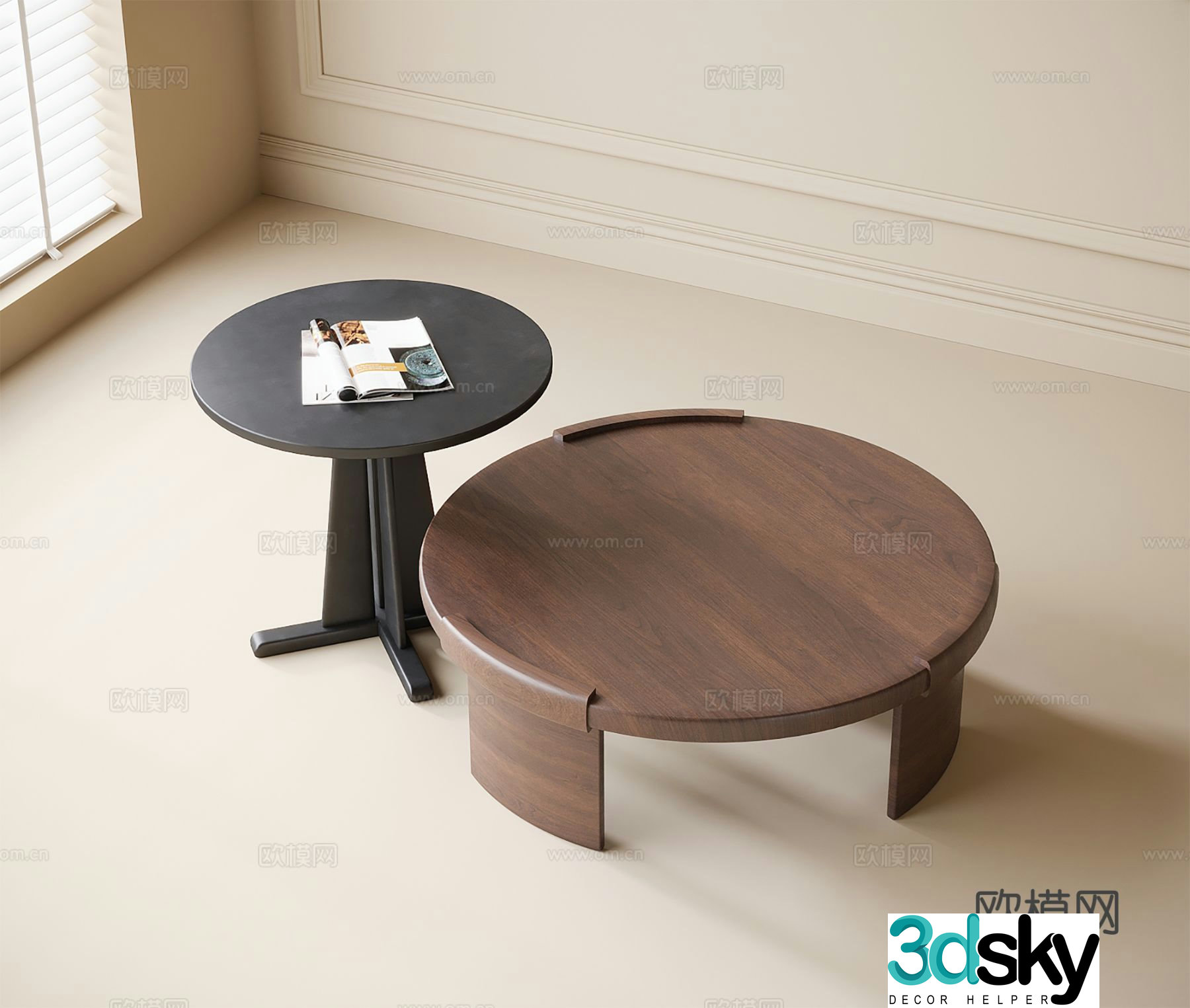 Medieval style round coffee table 3D model of mother-in-law coffee table