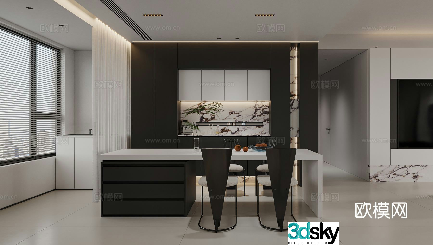 Modern island restaurant 3d model