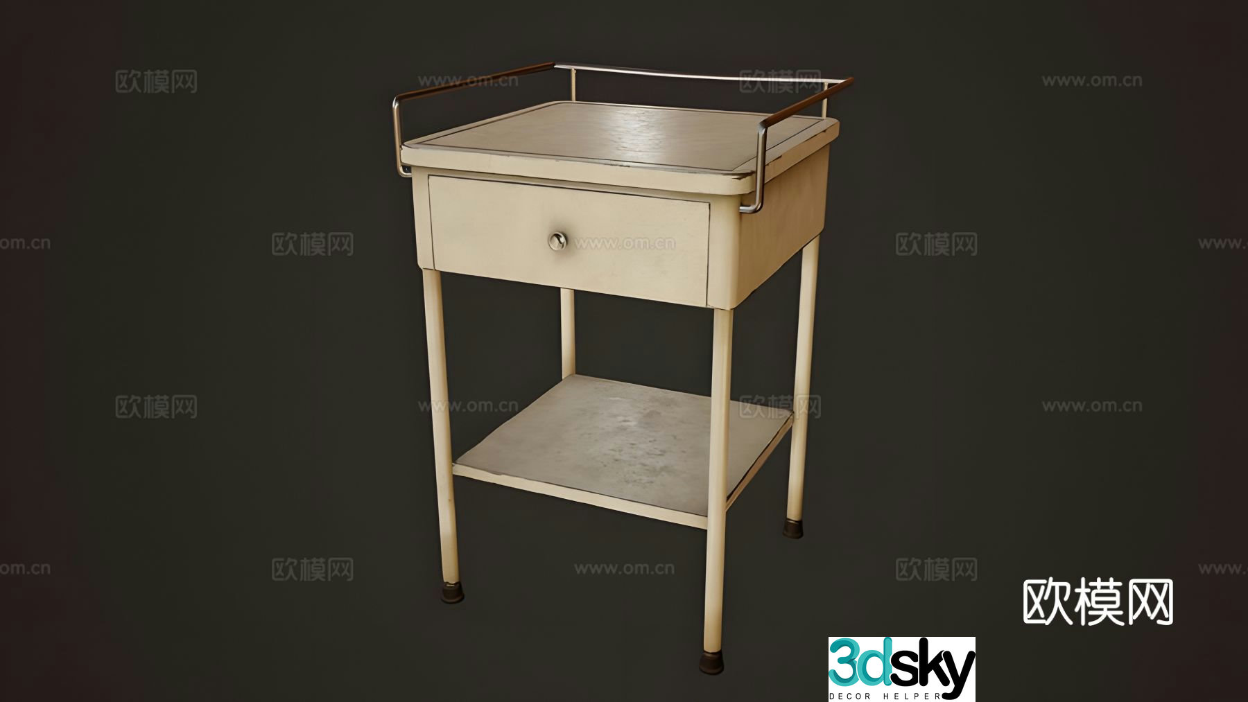 Hospital bedside table 3d model