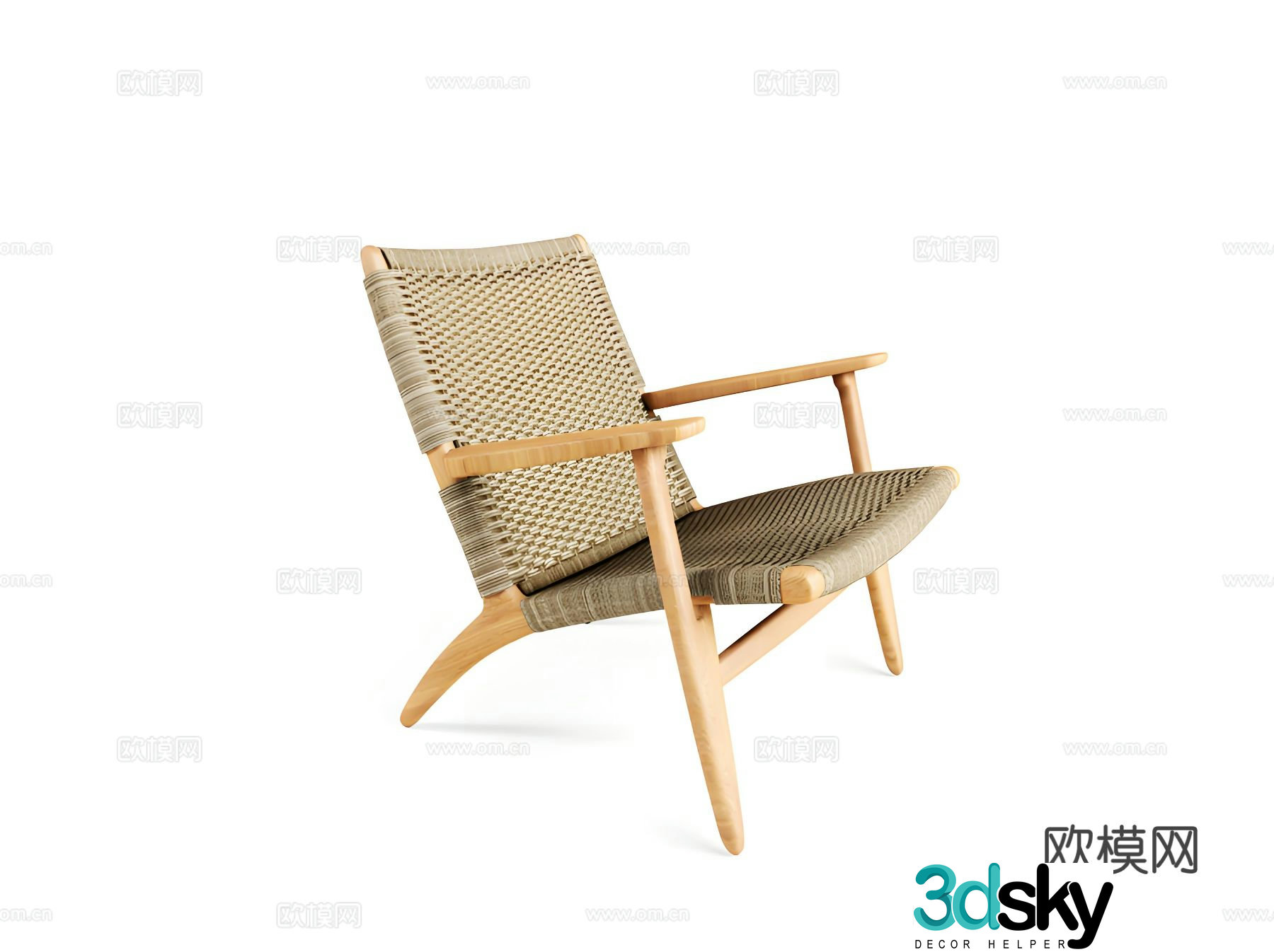 New Chinese style outdoor chair rattan chair armchair 3d model