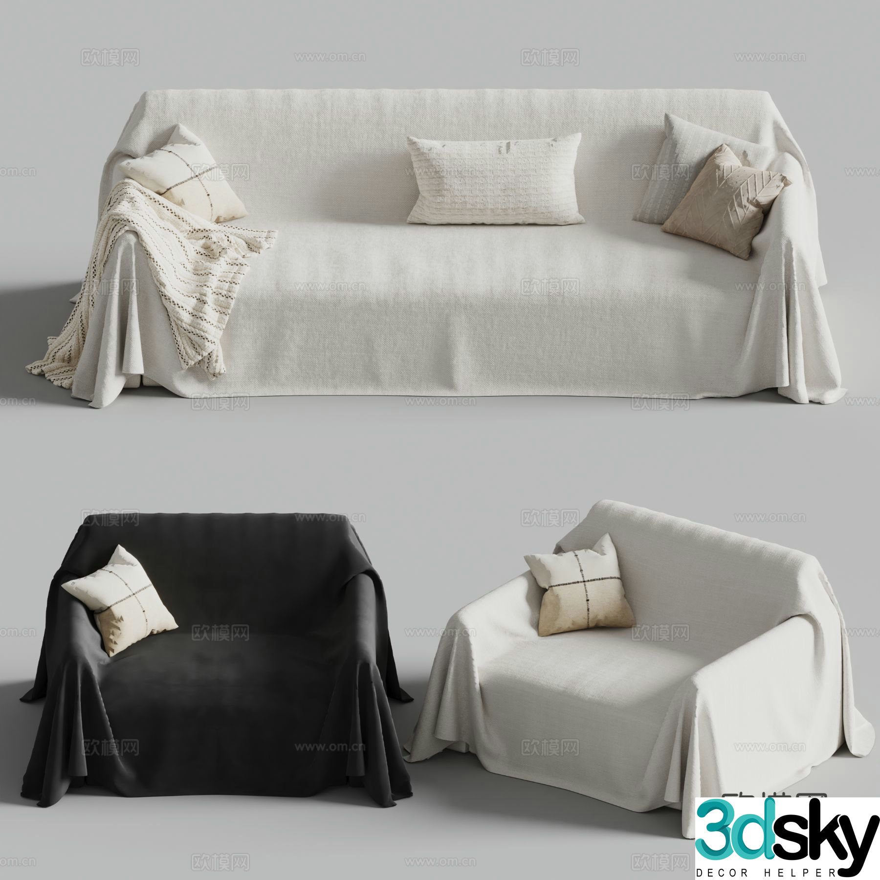 Modern modern sectional sofa 3d model