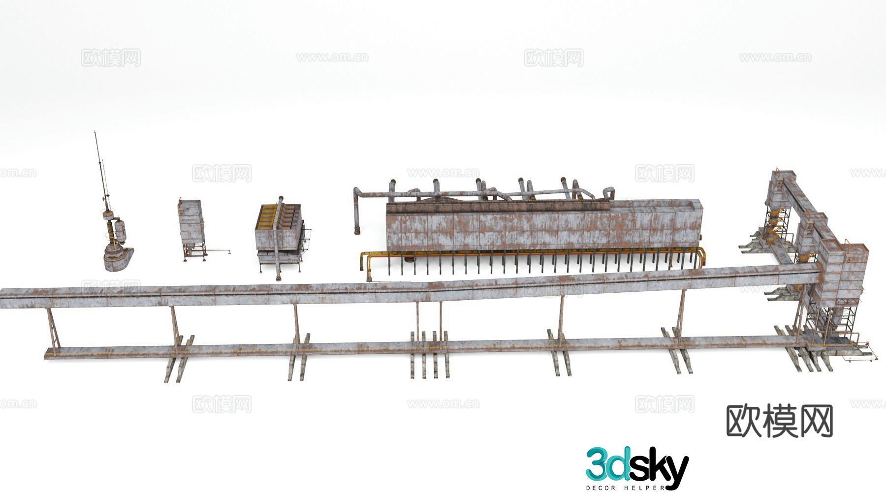 Industrial weathering plant equipment components equipment pipeline 3d model