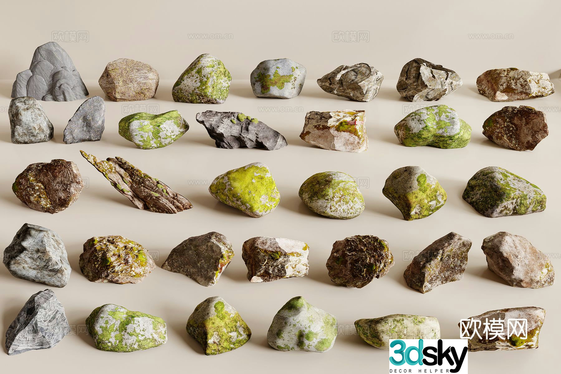 Modern landscape stone stone moss stone 3d model
