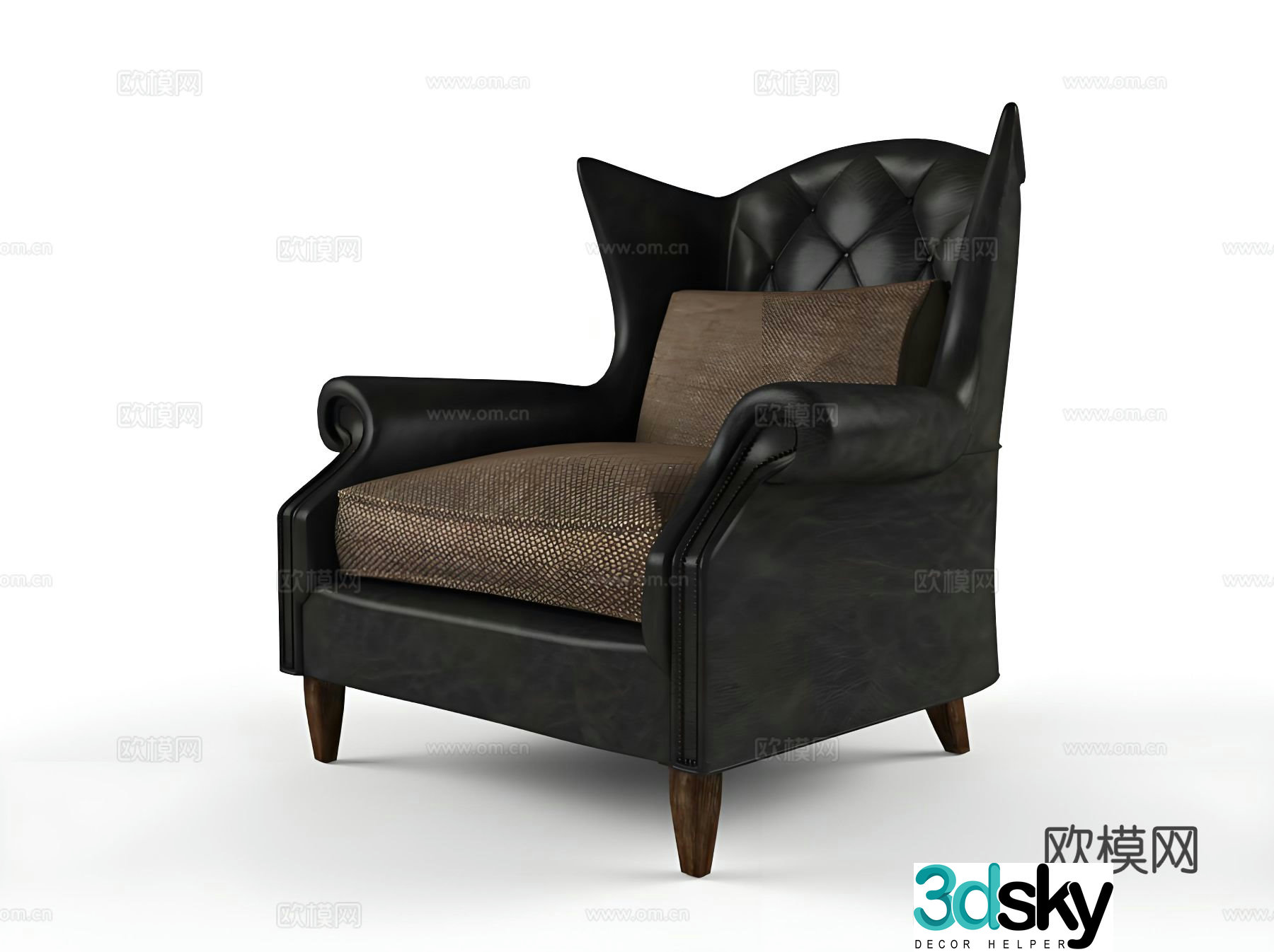 European style single sofa leisure sofa 3d model
