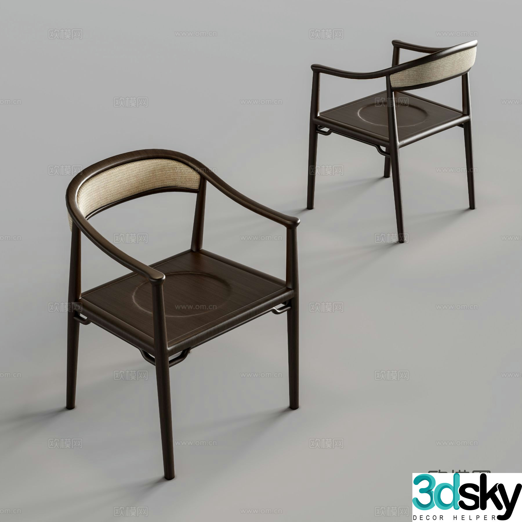 New Chinese style chair dining chair 3d model