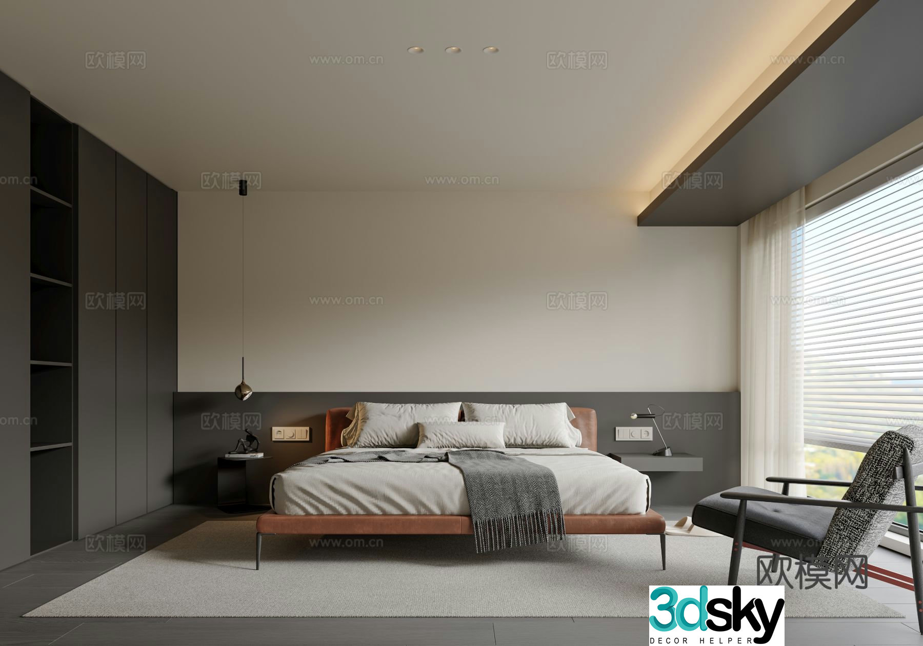 Modern bedroom master bedroom 3d model