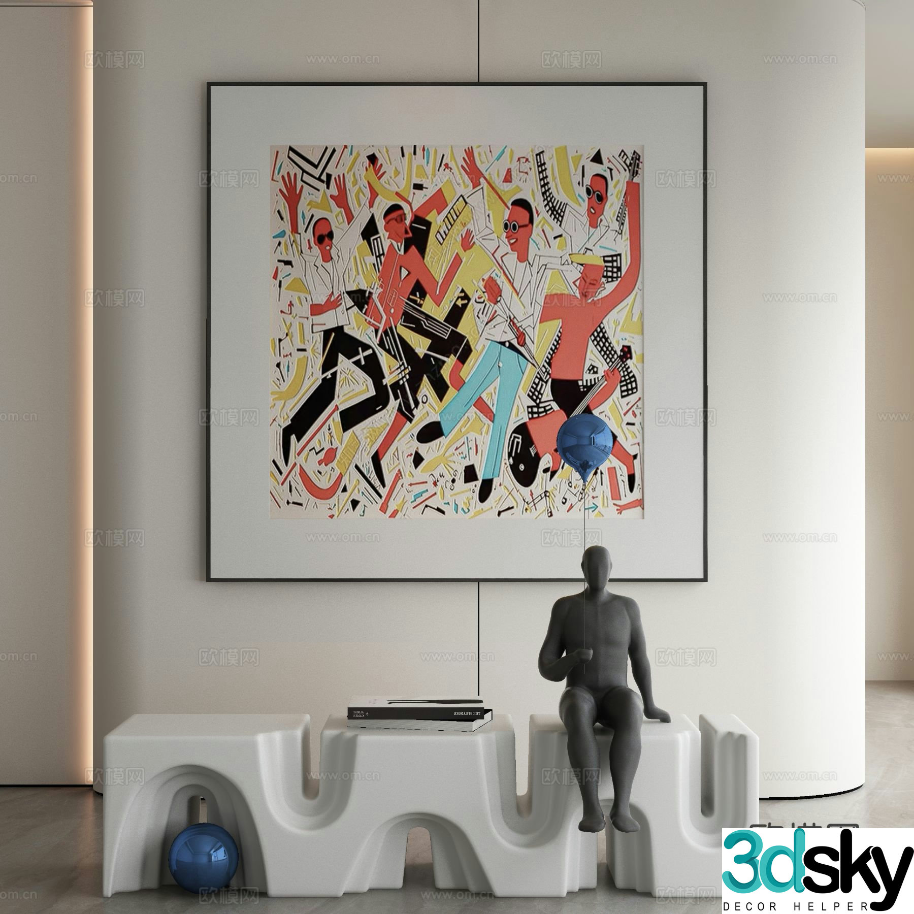 Modern abstract painting decorative painting 3d model