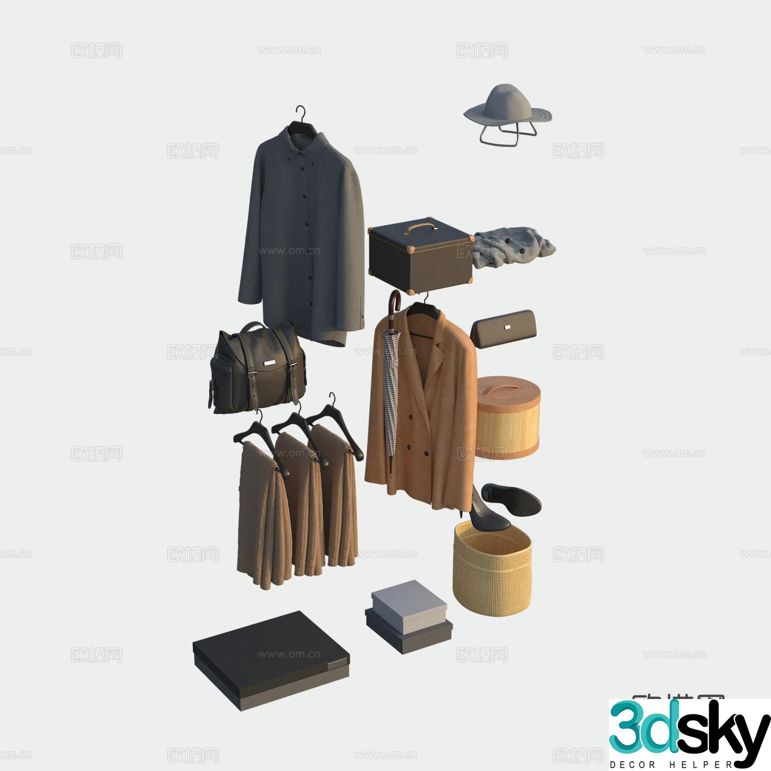 clothes coat luggage 3d model