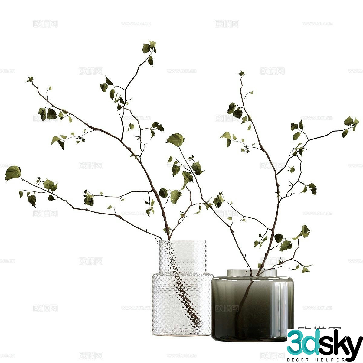 Aquatic plants floral ornaments 3d model